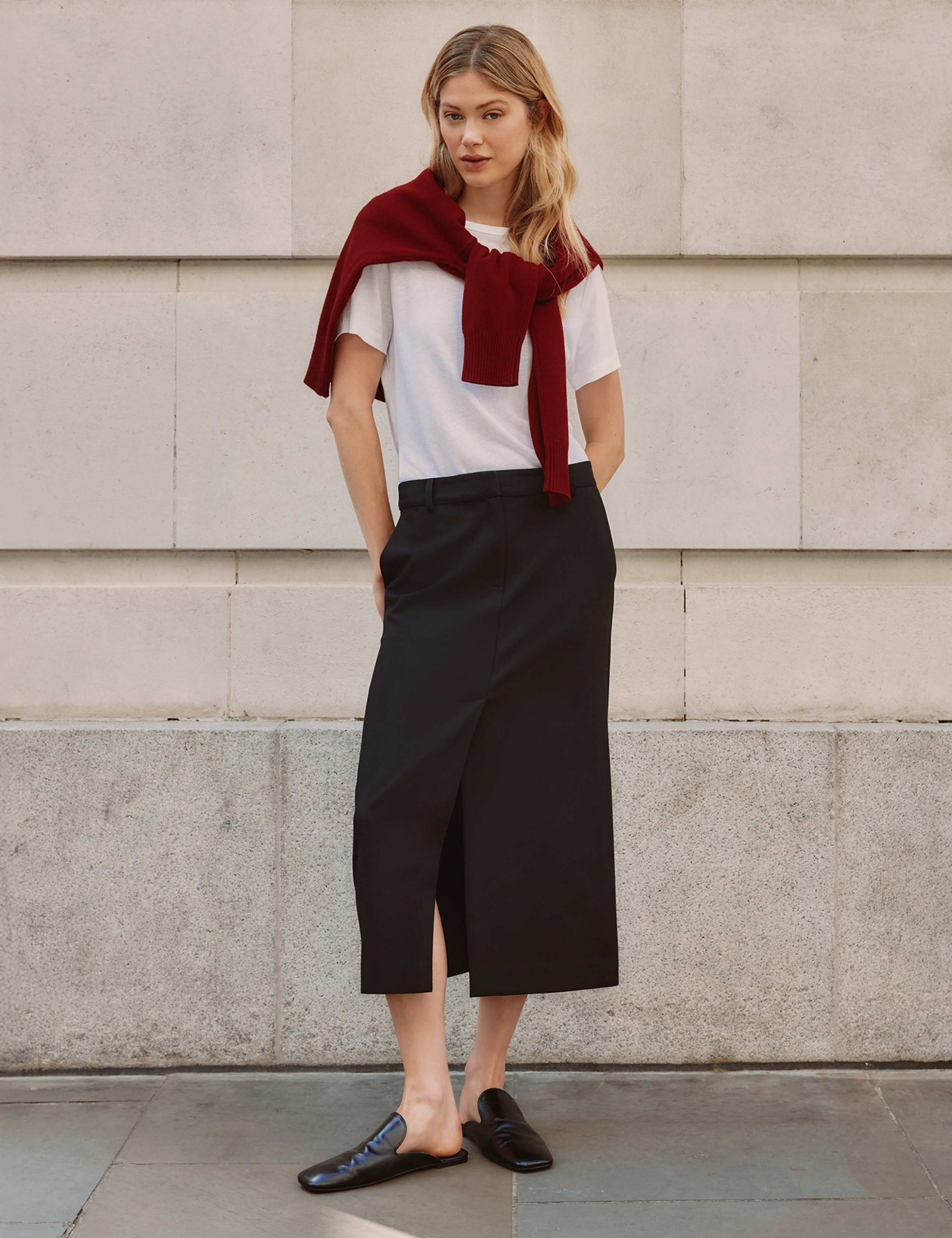 Tailored Midi Pencil Skirt