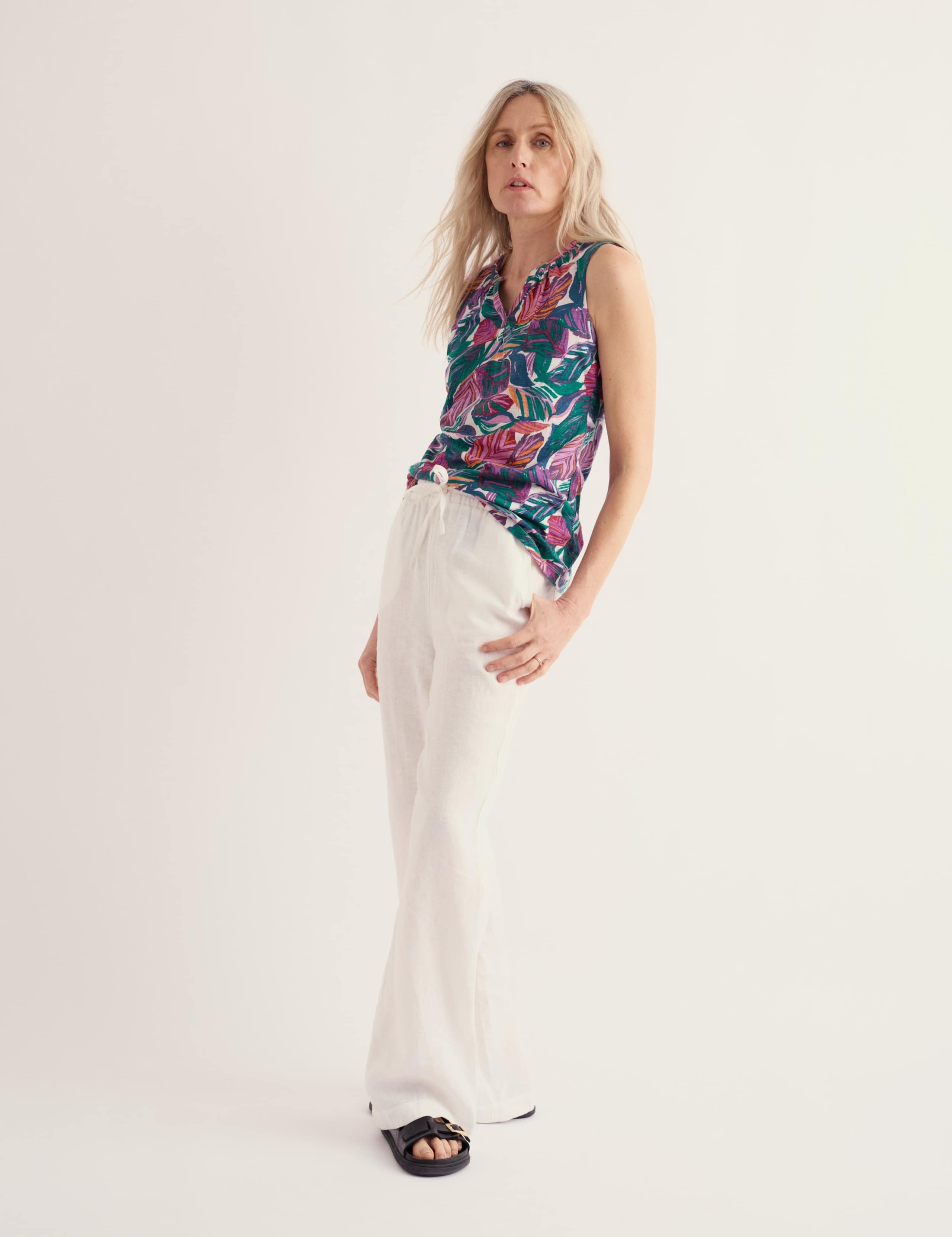 Pure Cotton Printed V-Neck Vest