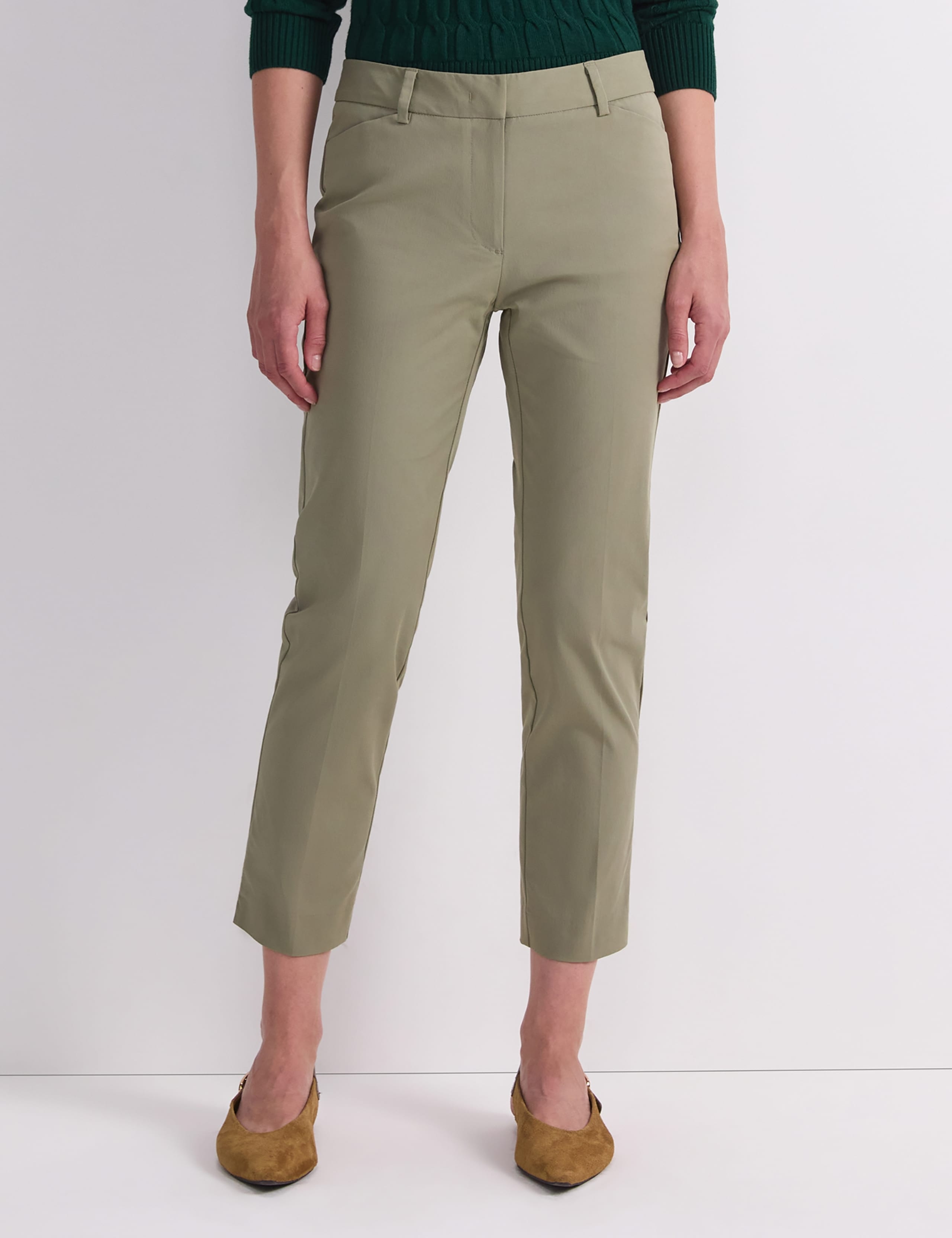 Cotton Rich Slim Fit Cropped Trousers
