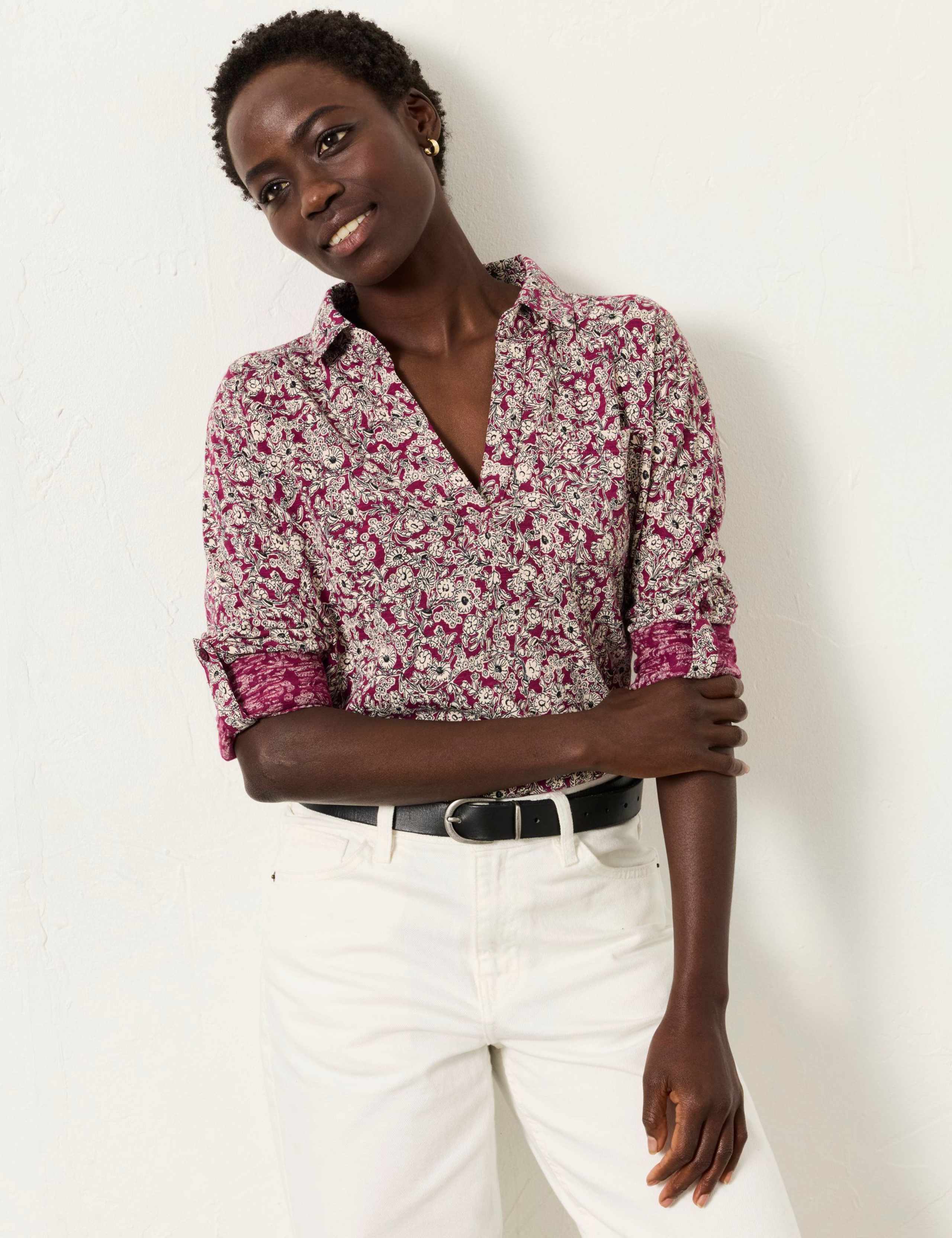 Modal Blend Jersey Floral Relaxed Shirt