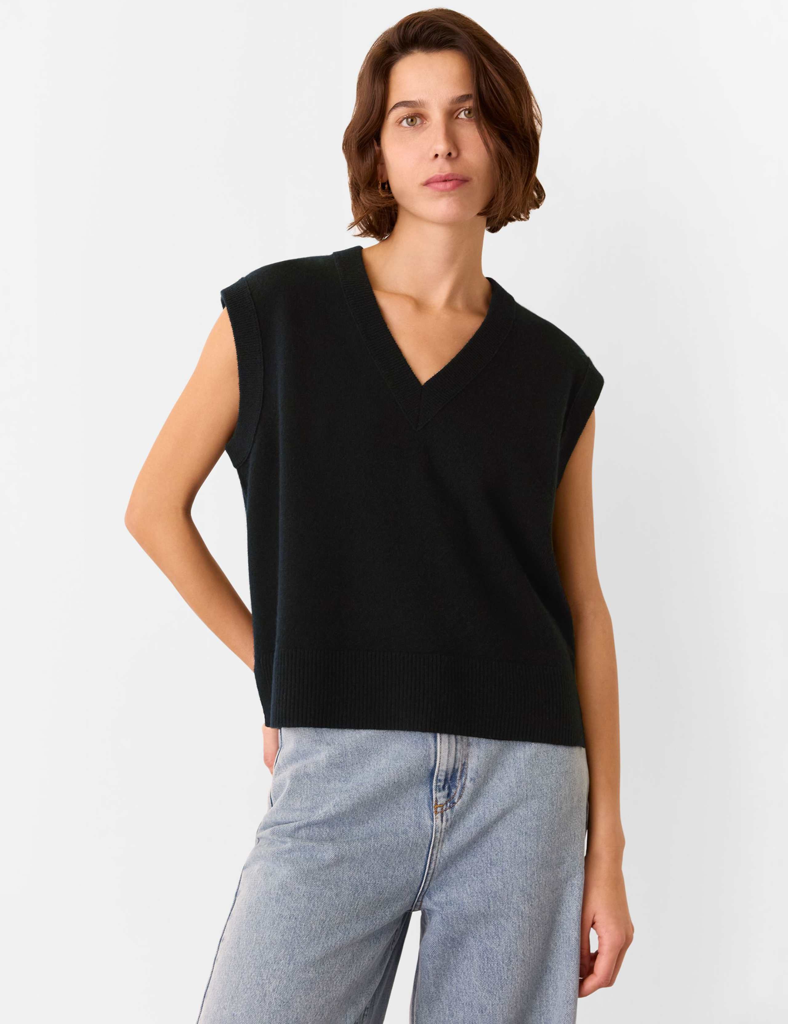 Pure Wool V-Neck Knitted Vest