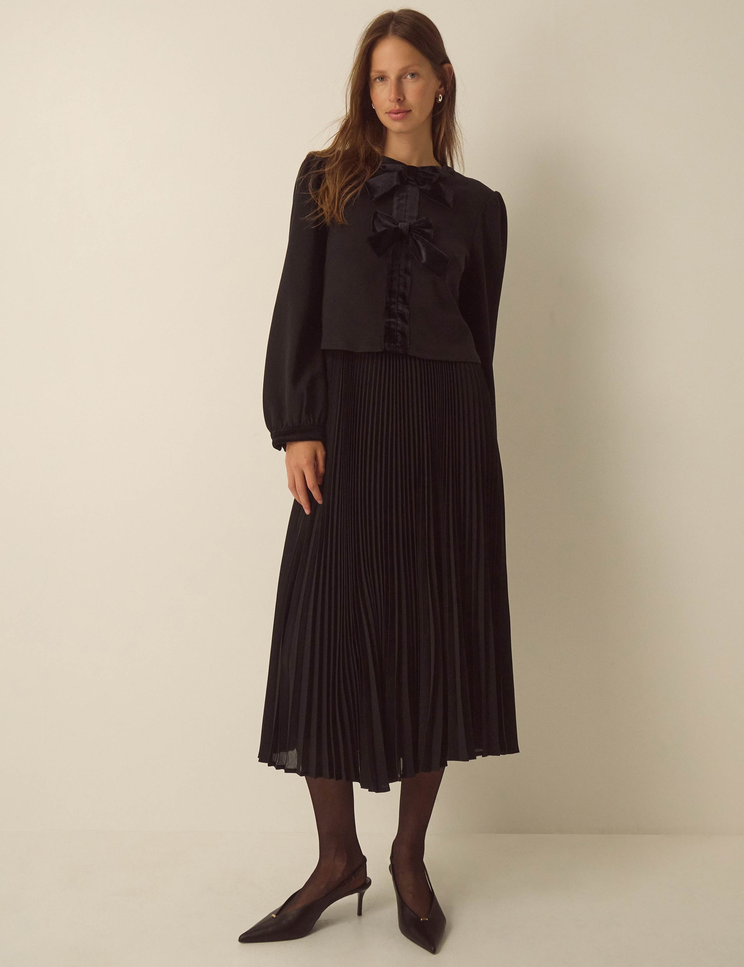 Pure Cotton Tie Front Smock Midi Dress