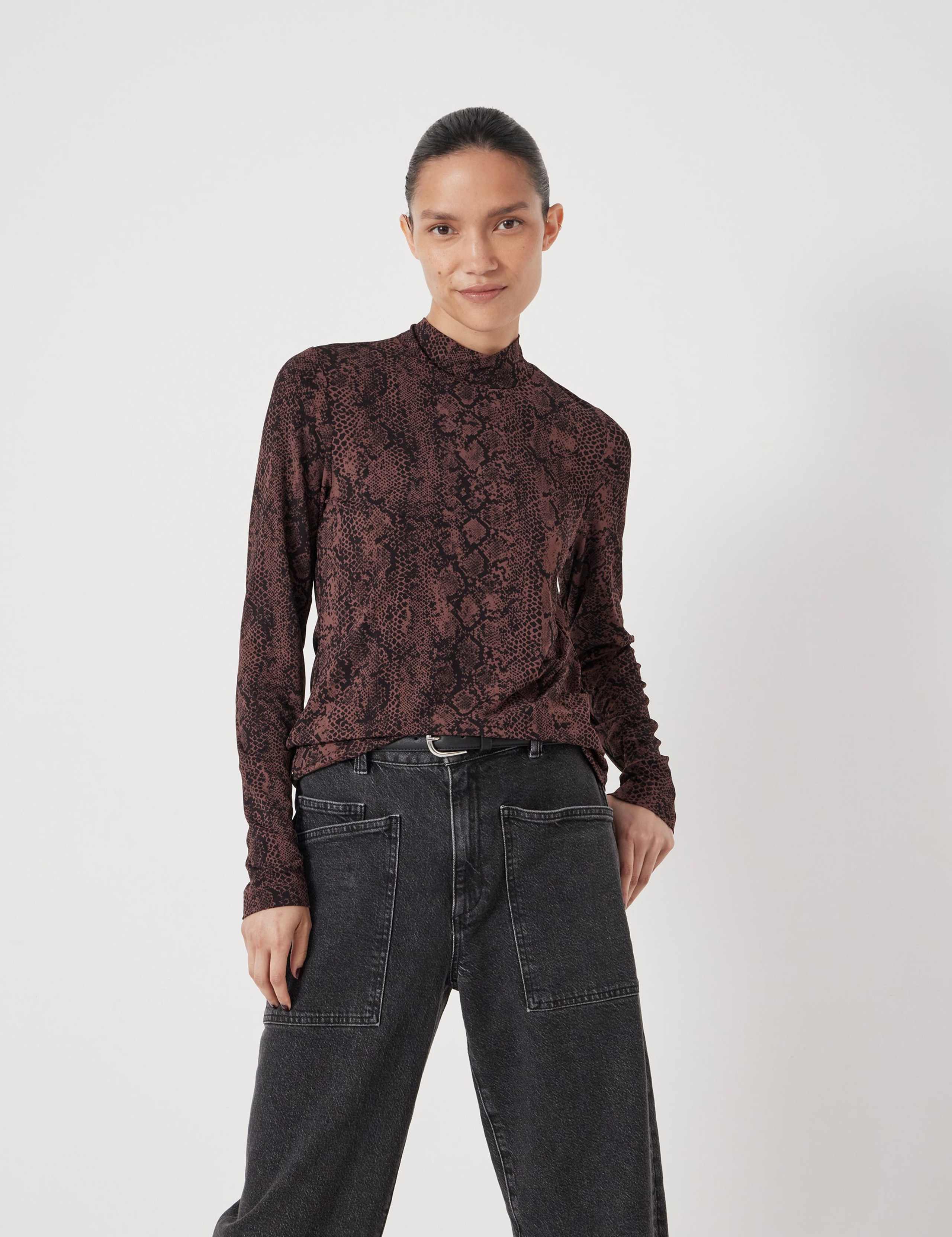 Animal Print High Neck Top