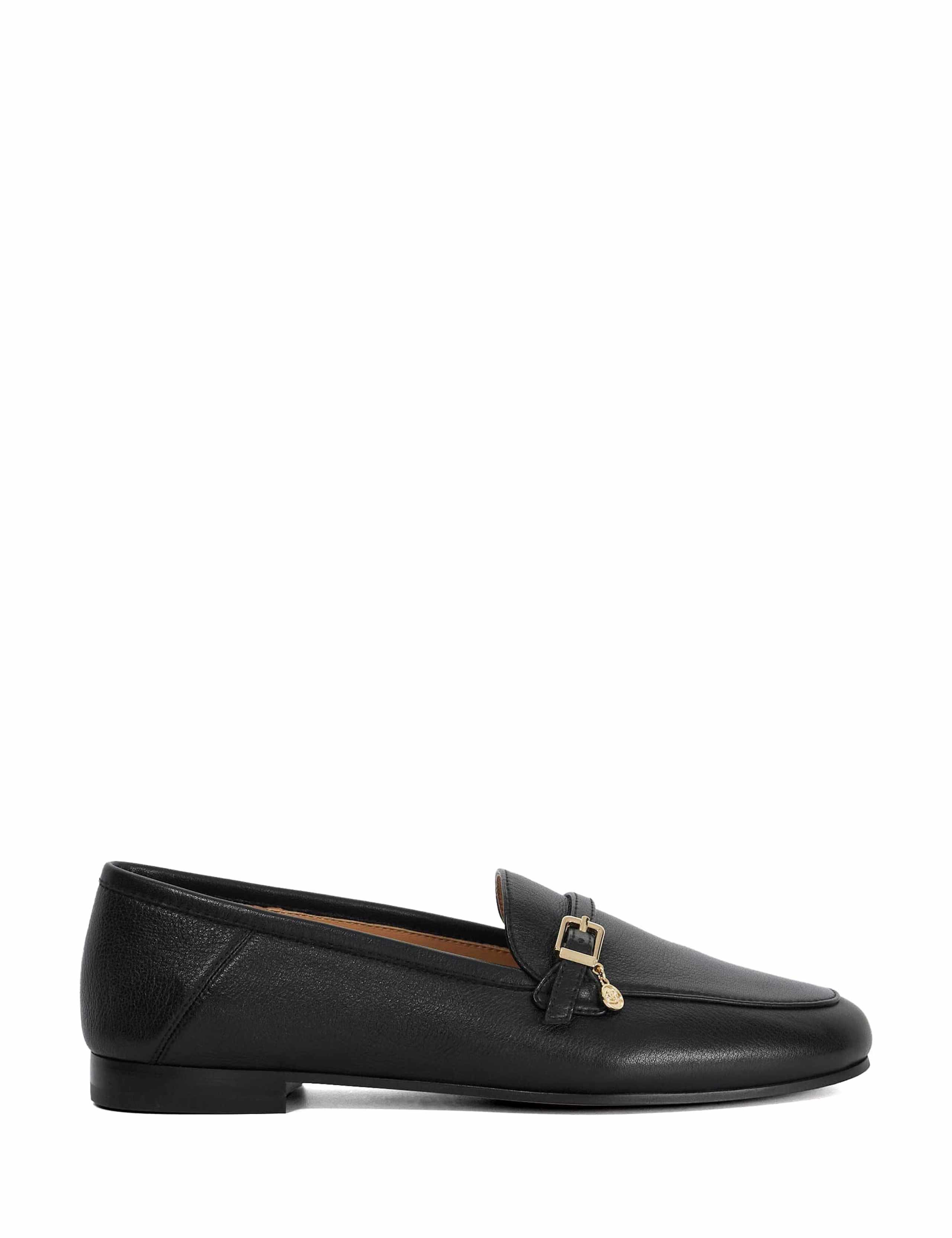 Leather Buckle Slip On Flat Loafers