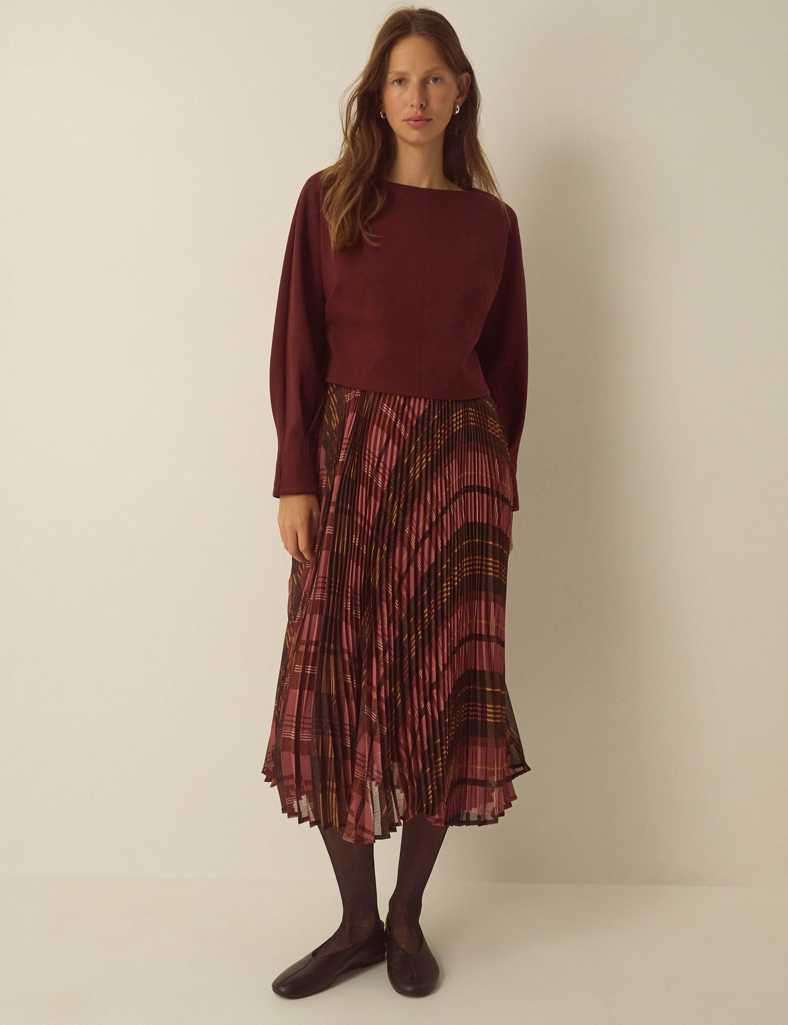 Pure Cotton Checked Smock Midi Dress