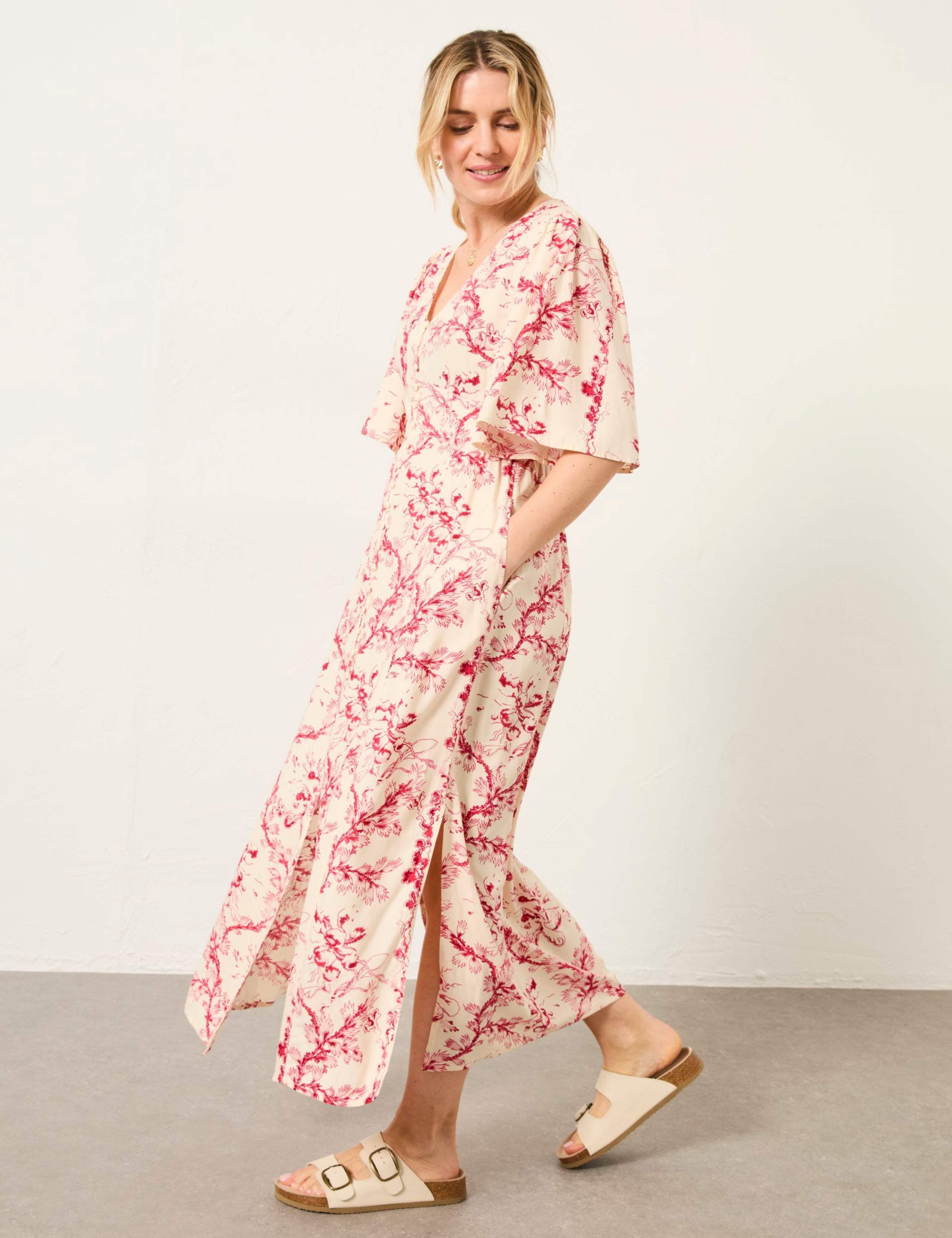 Floral V-Neck Midi Tea Dress