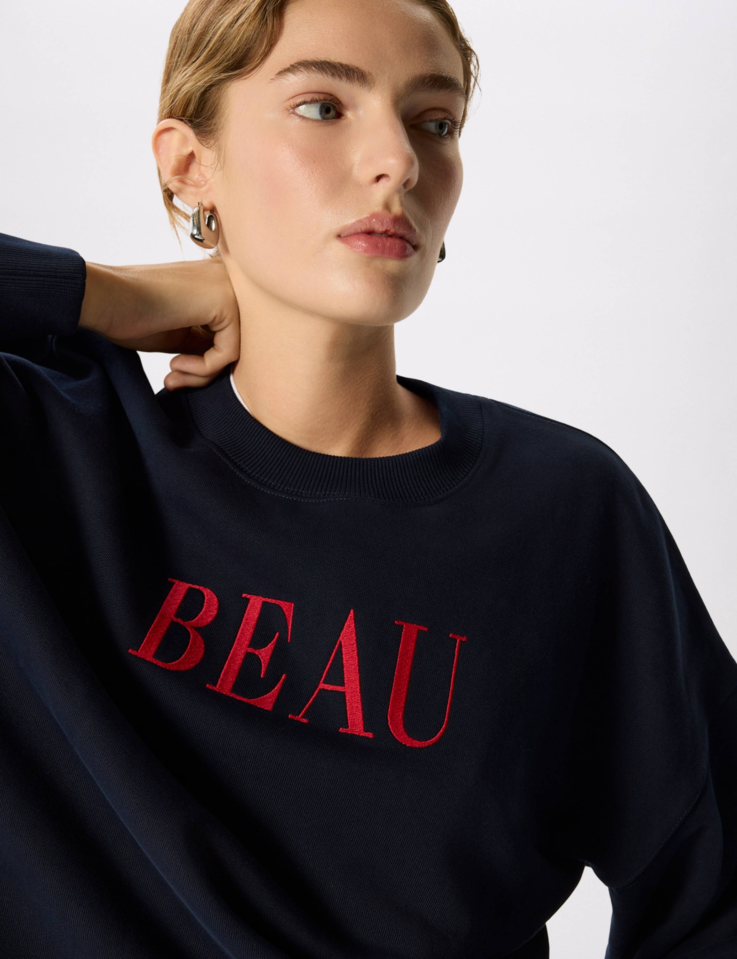 Pure Cotton Beau Slogan Sweatshirt