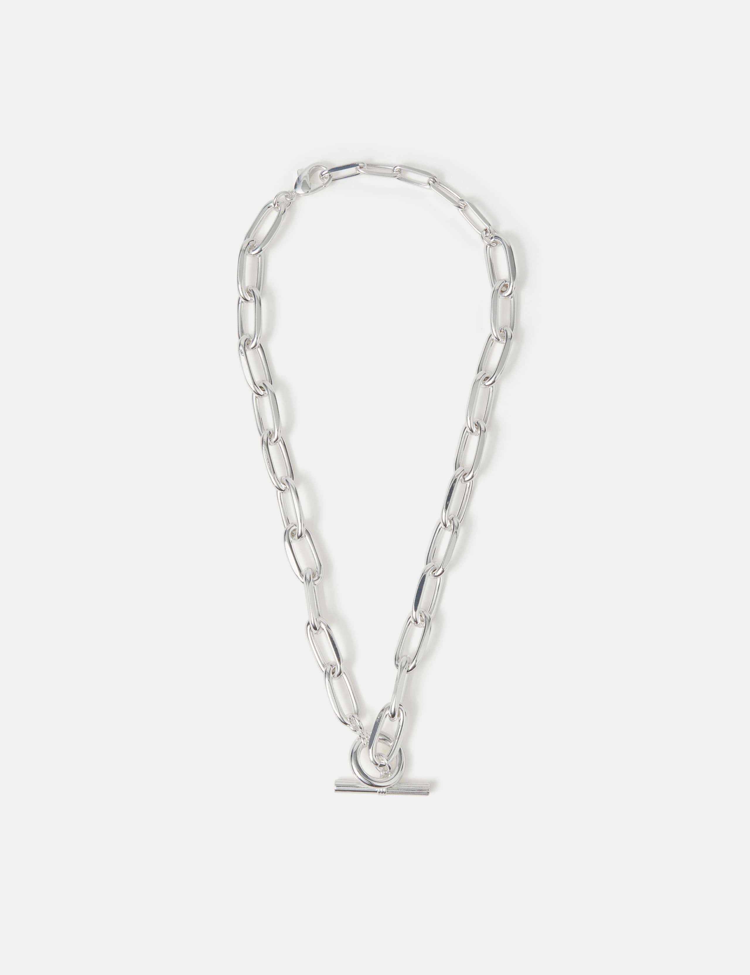 Silver Plated Chunky T-Bar Necklace