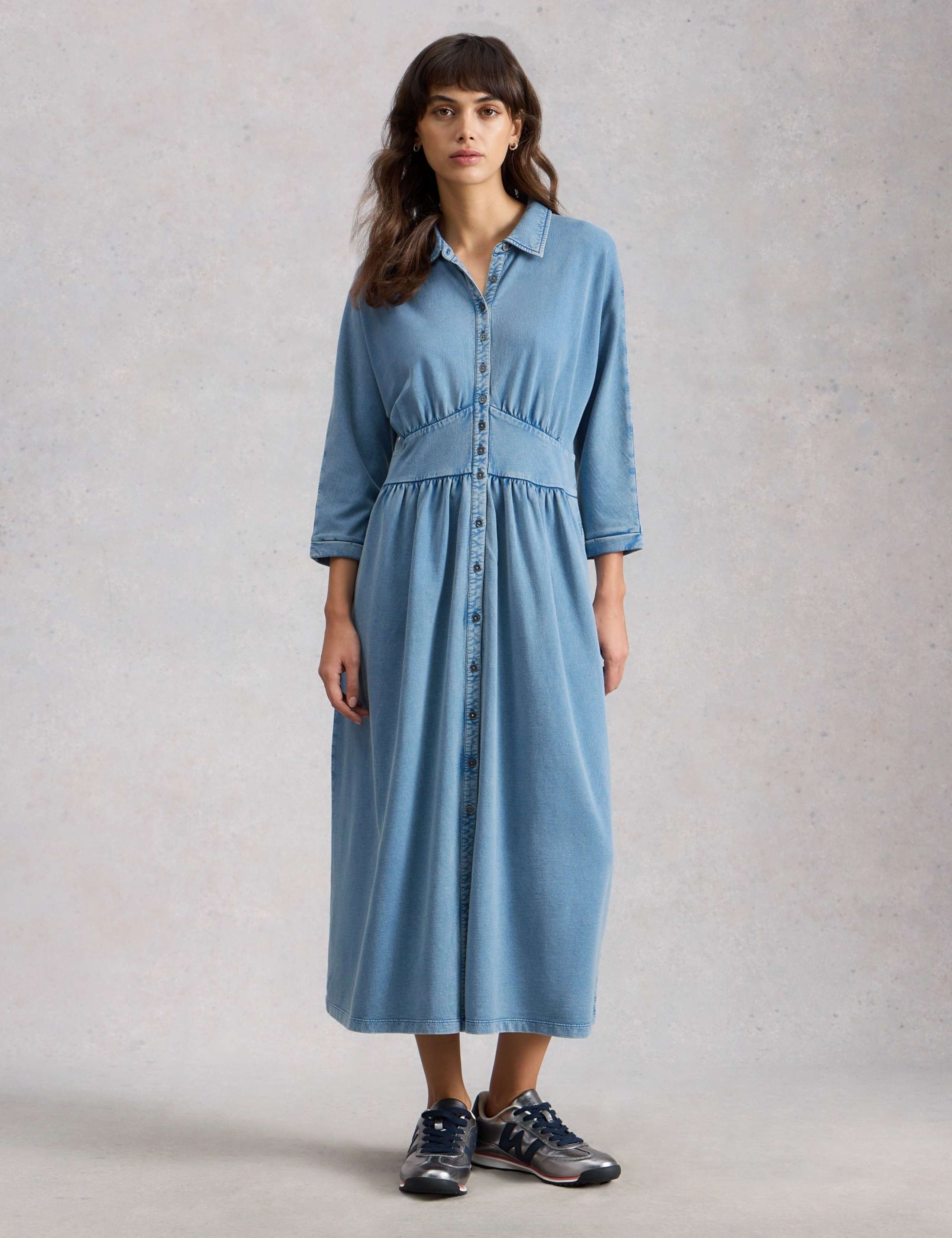 Pure Cotton Midi Shirt Dress