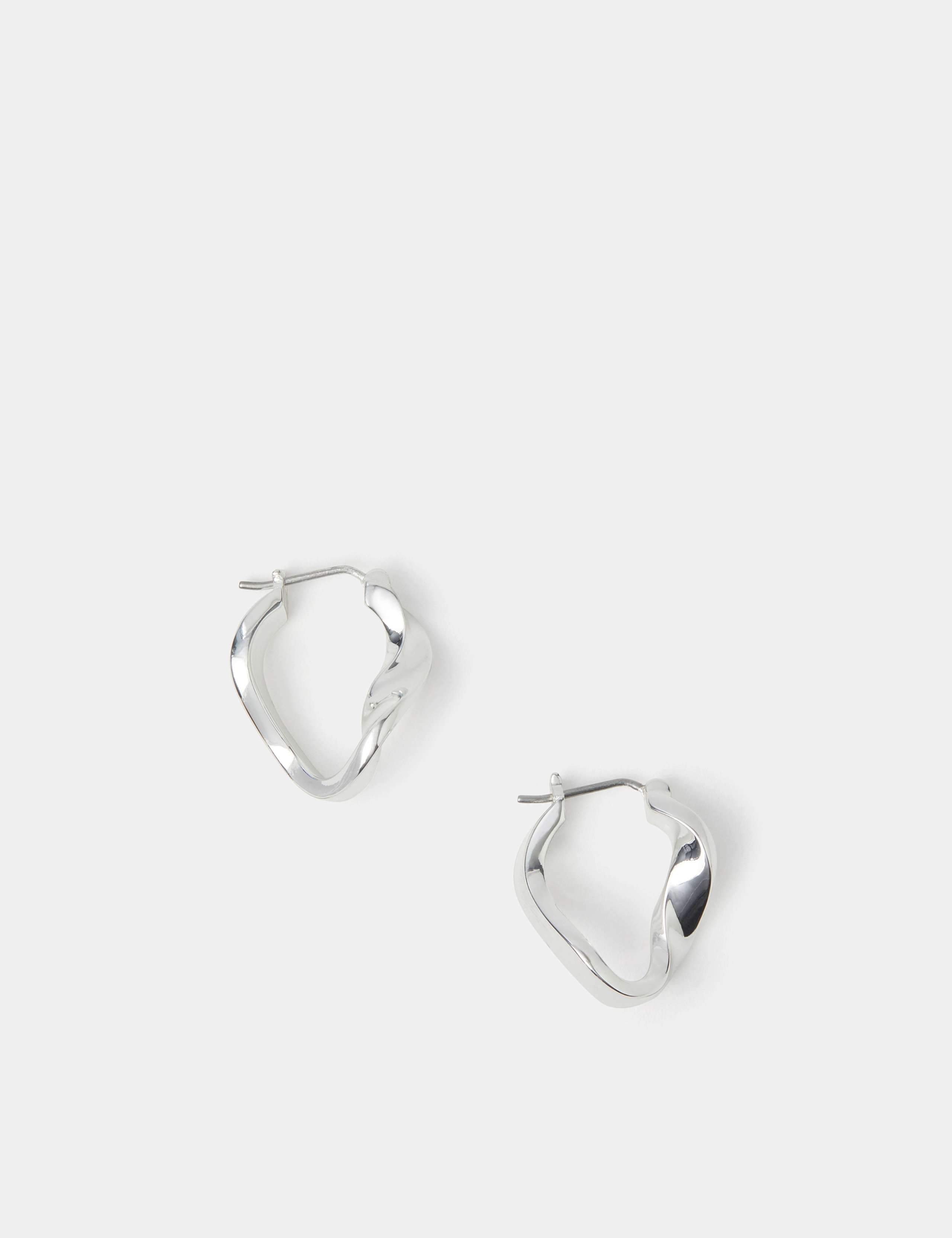 Silber Plated Molten Hoop Earrings