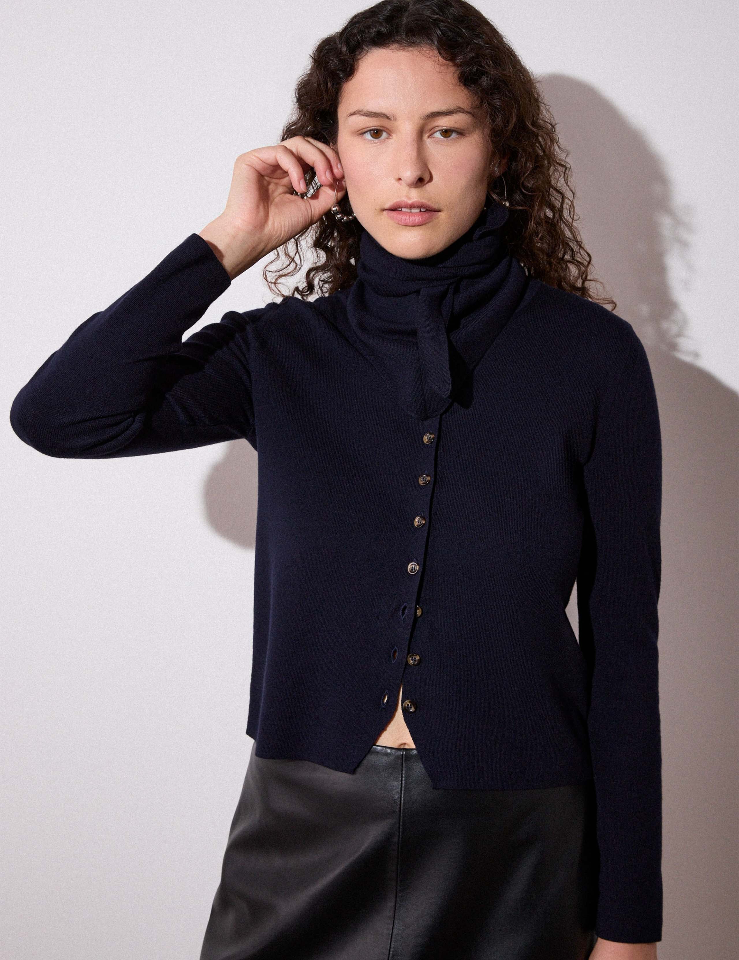 Cotton Rich Crew Neck Cardigan