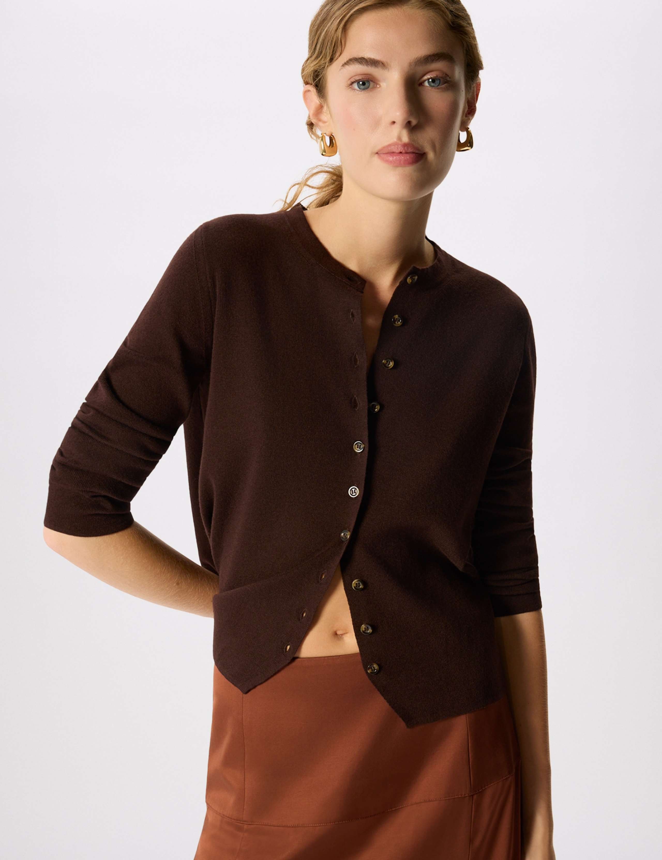 Cotton Rich Crew Neck Cardigan