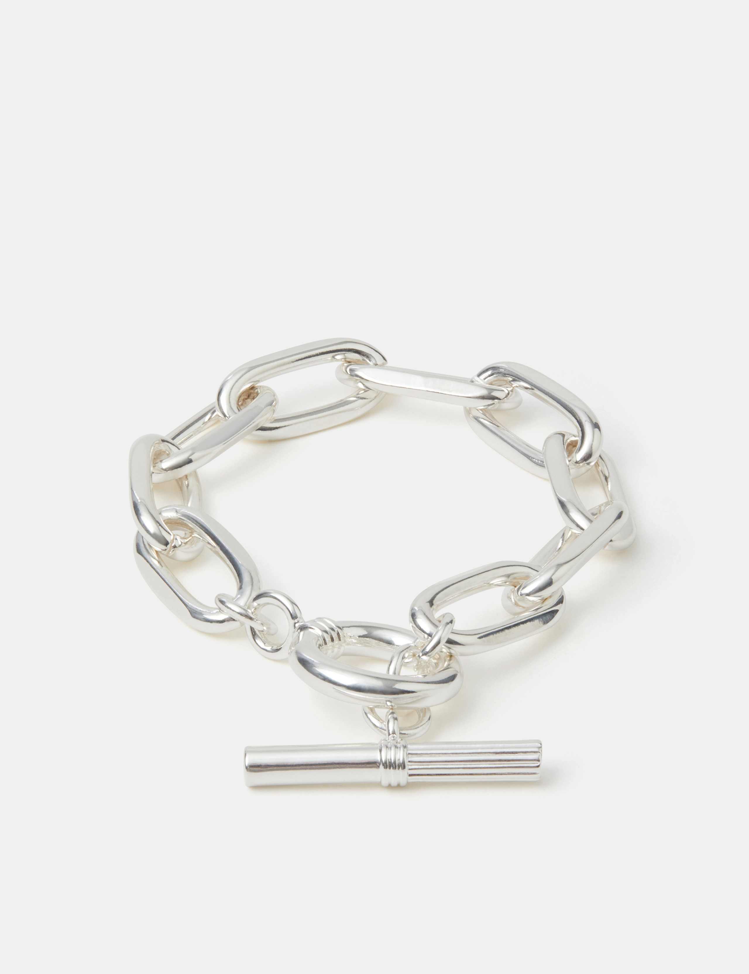Sliver Plated T-Bar Chunky Chain Bracelet