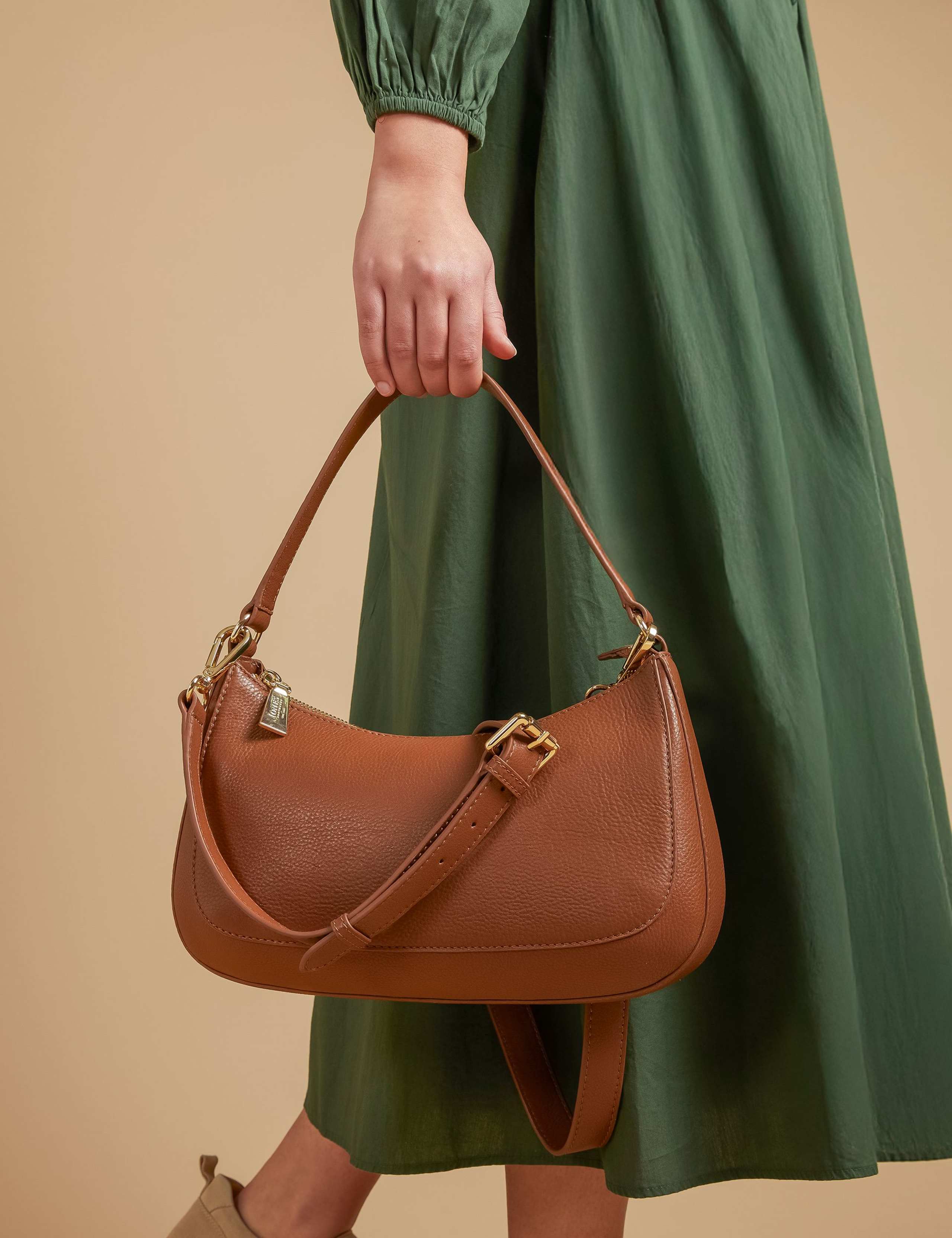 Leather Multi-Fasten Shoulder Bag