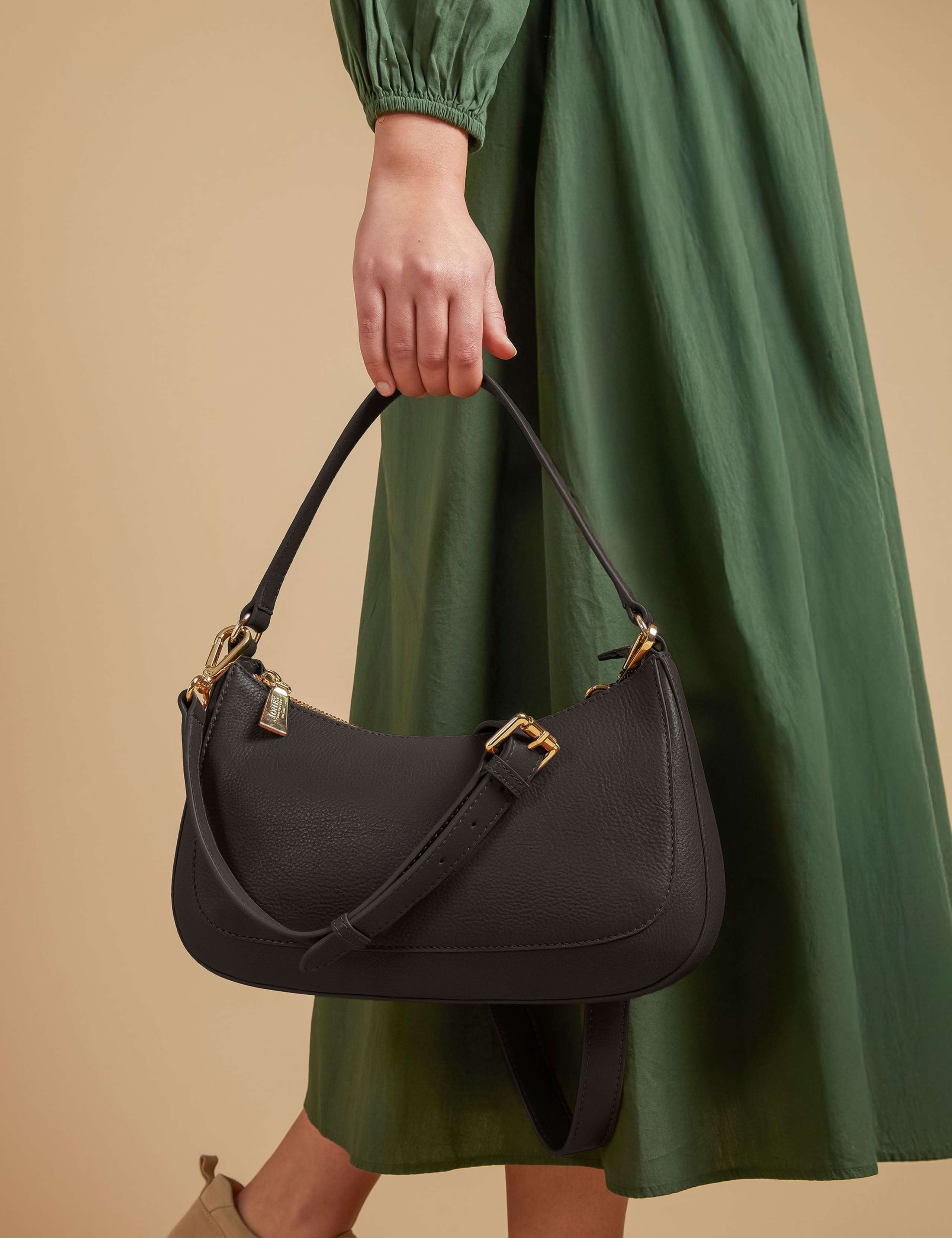 Leather Multi-Fasten Shoulder Bag