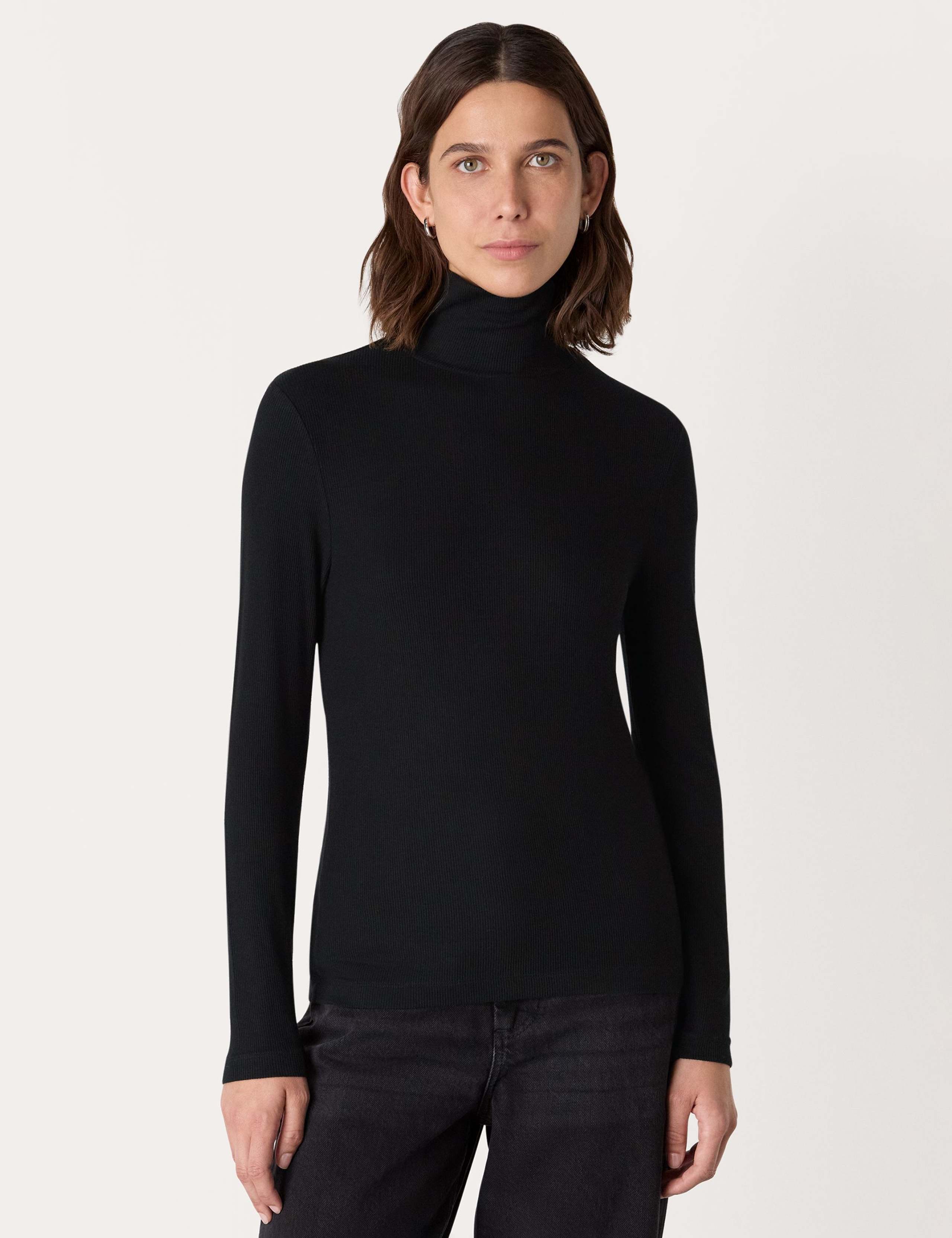 Ribbed Roll Neck Slim Fit Top