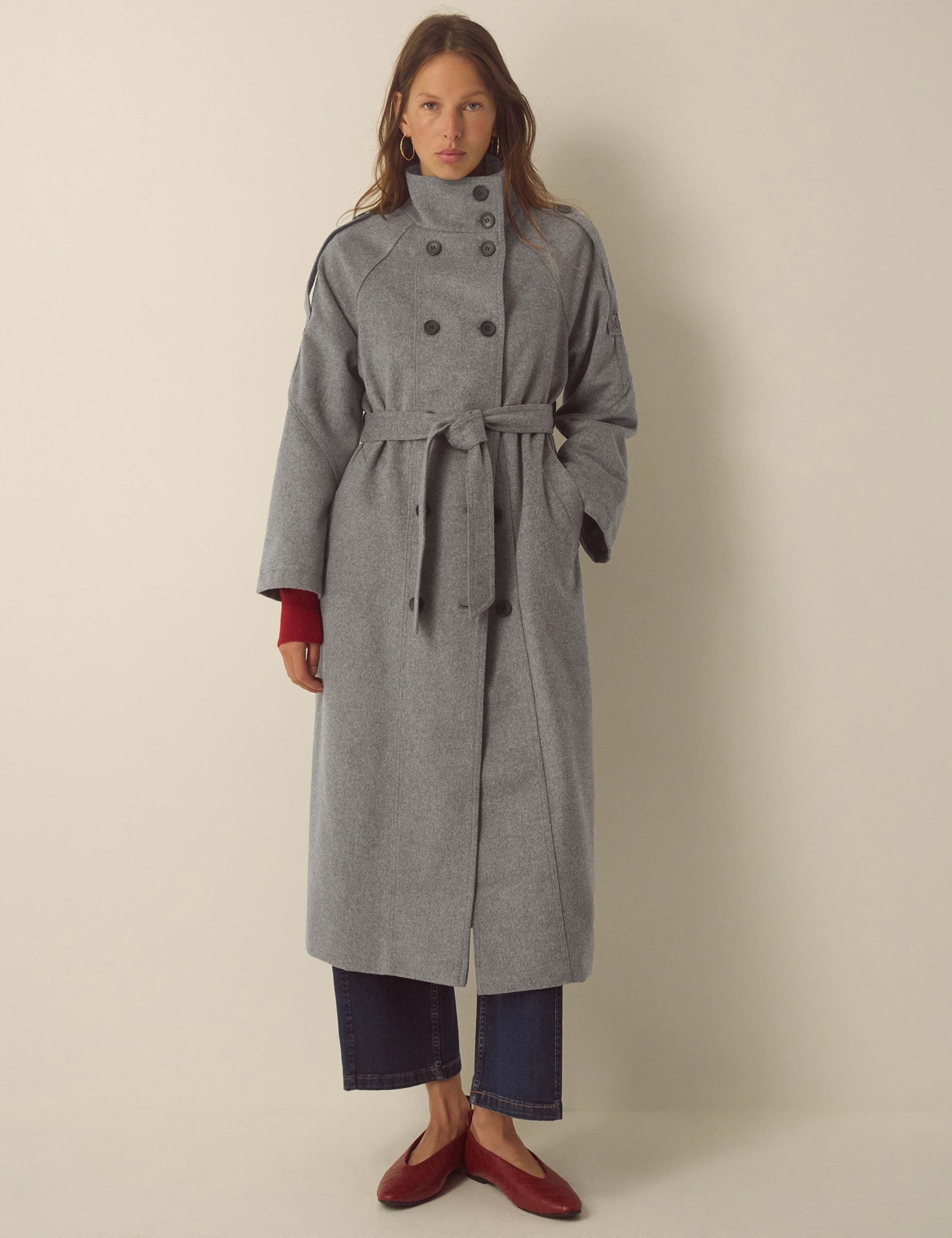 Wool Rich Funnel Neck Coat