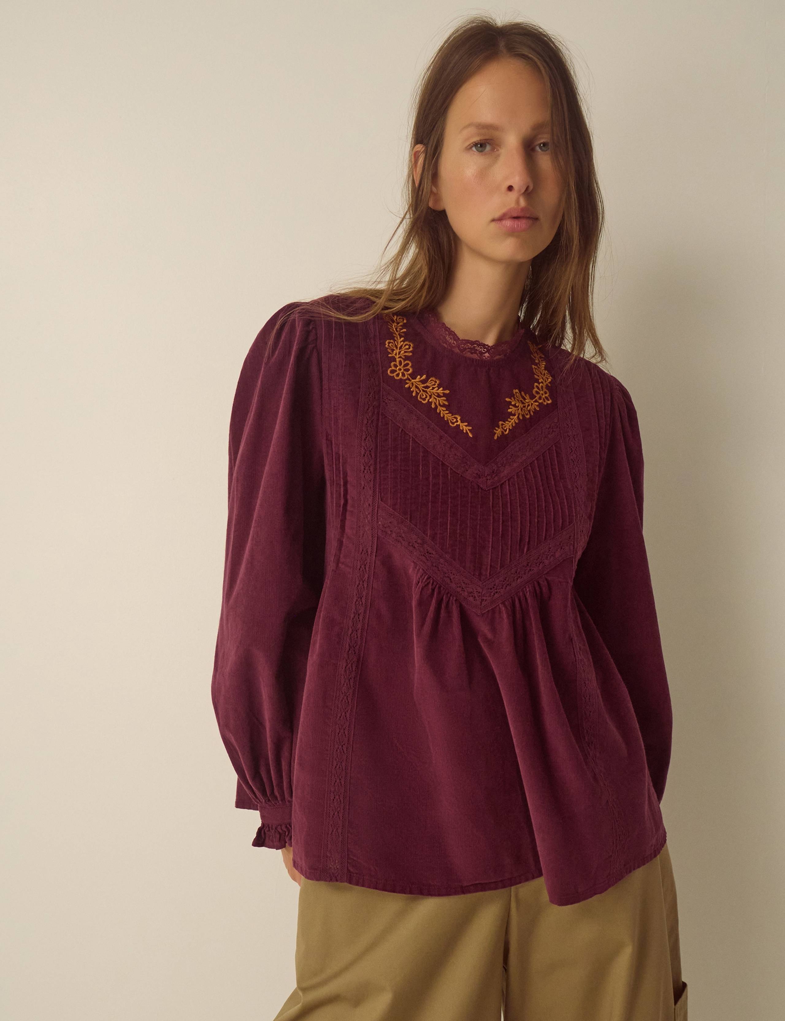 Cord High Neck Top