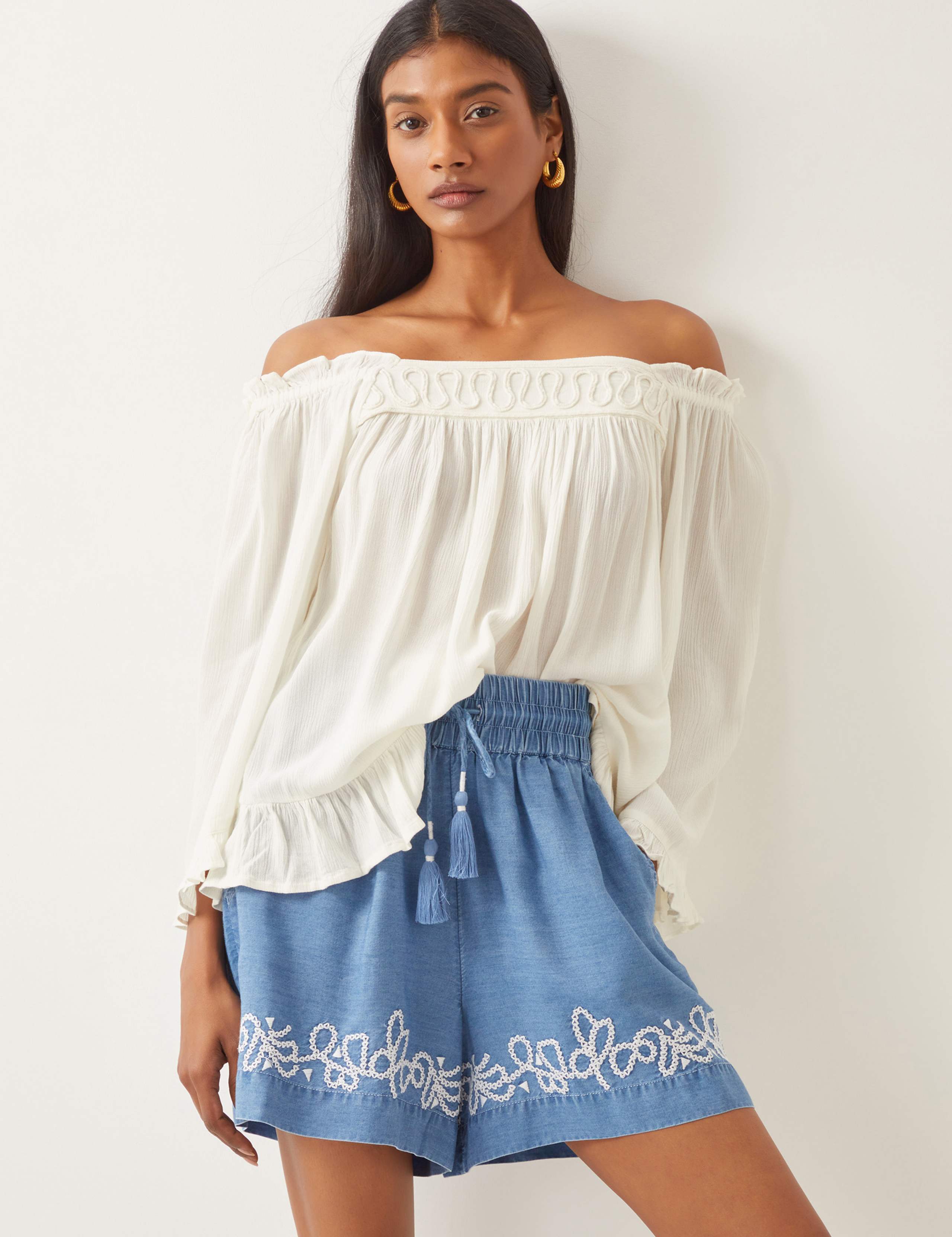 Off The Shoulder Frill Detail Top