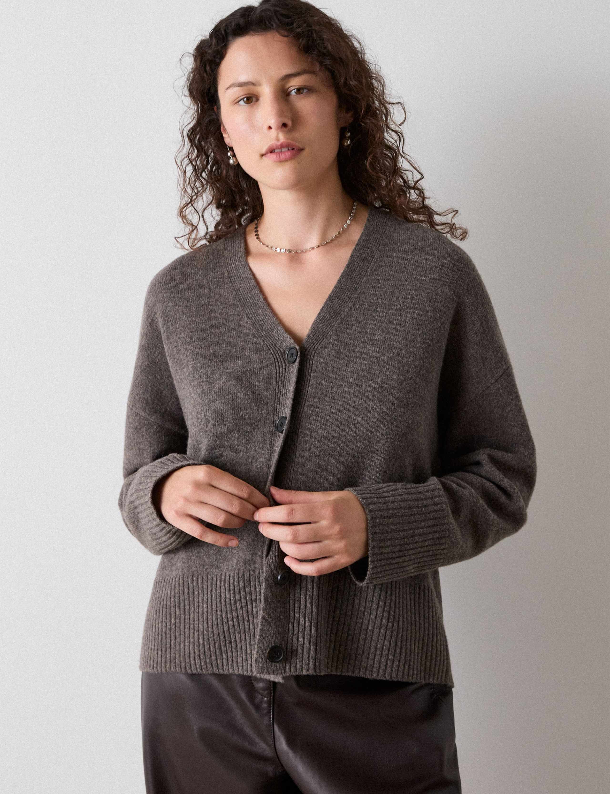 Pure Wool V-Neck Button Front Cardigan