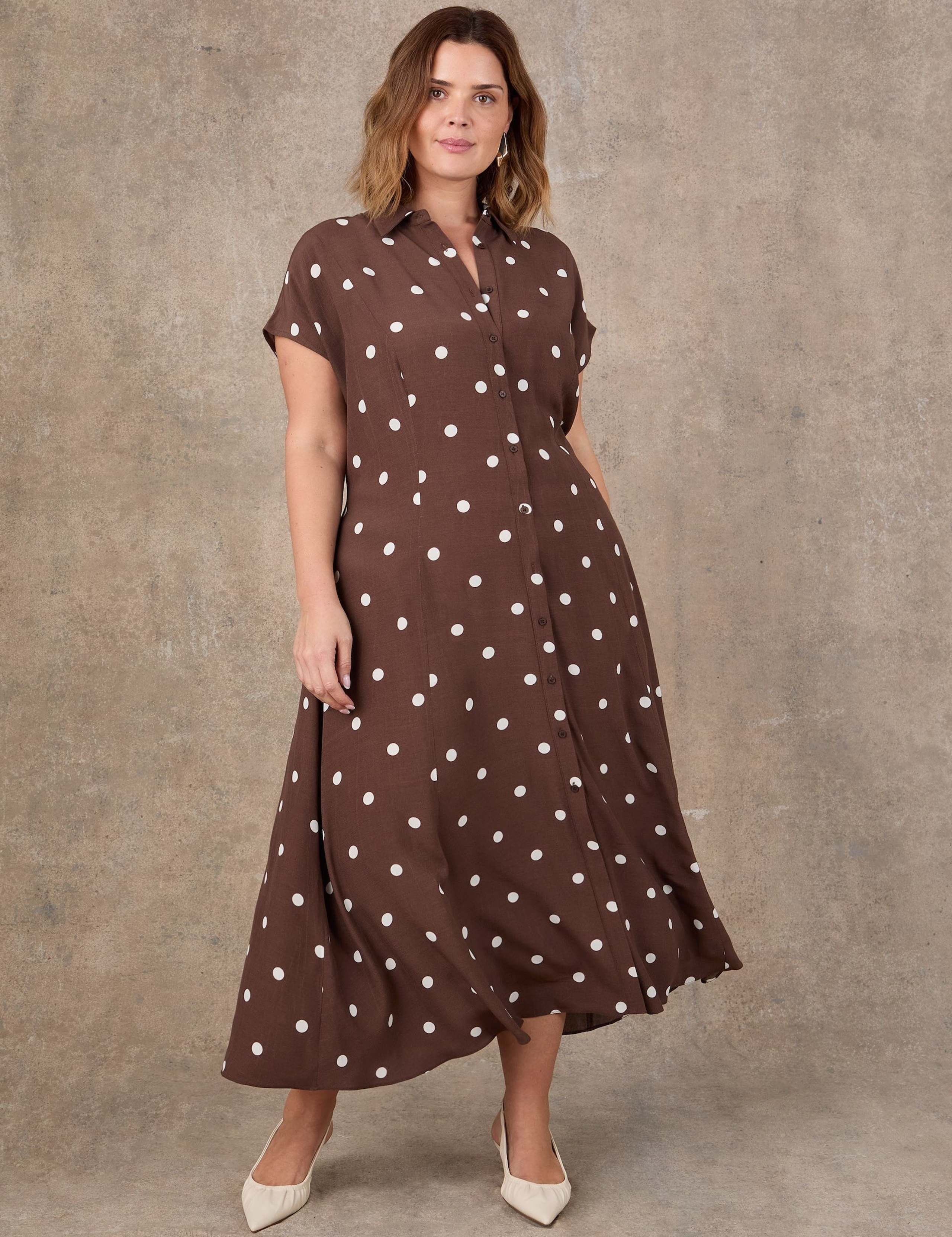 Polka Dot Button Through Midaxi Shirt Dress