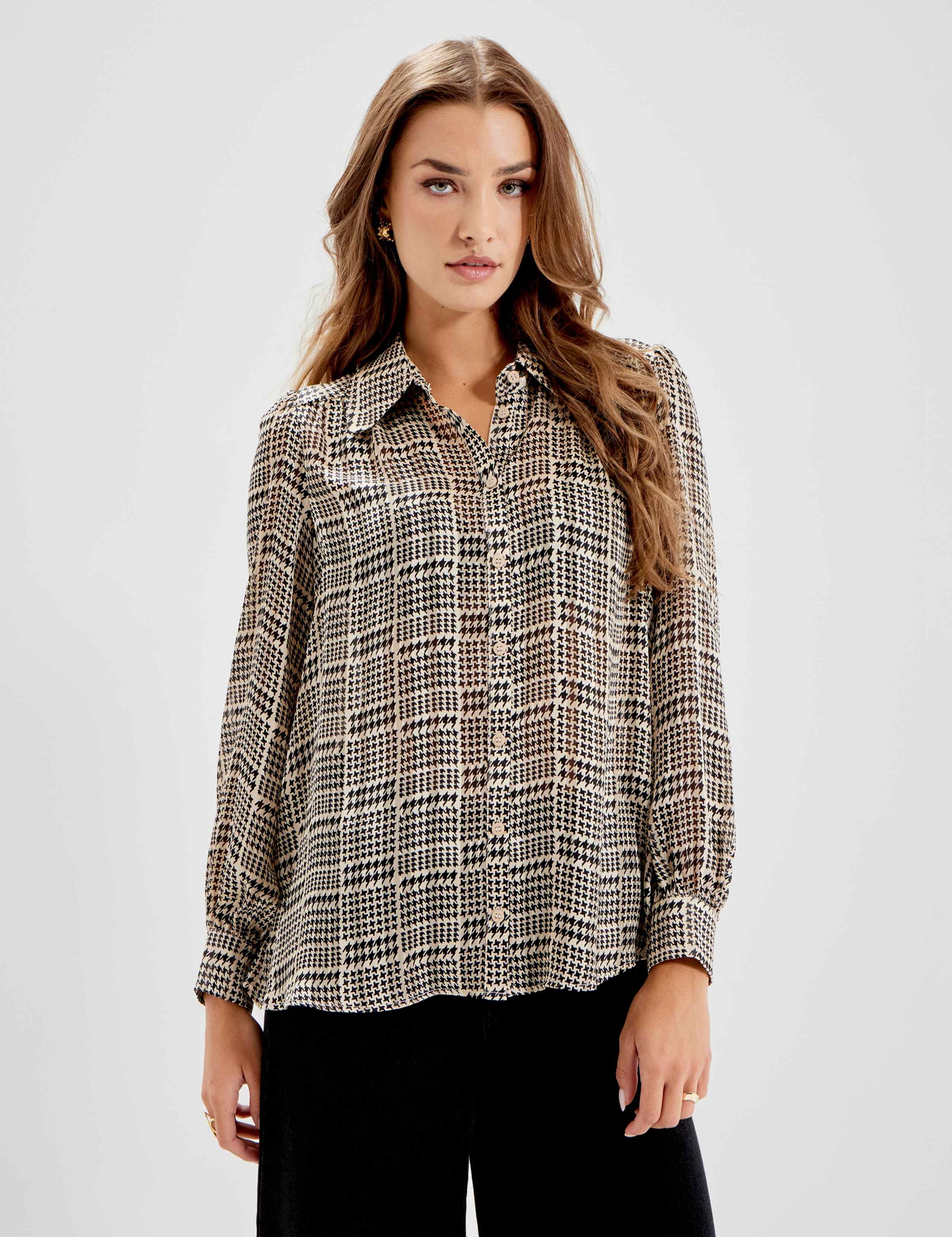 Printed V-Neck Blouse
