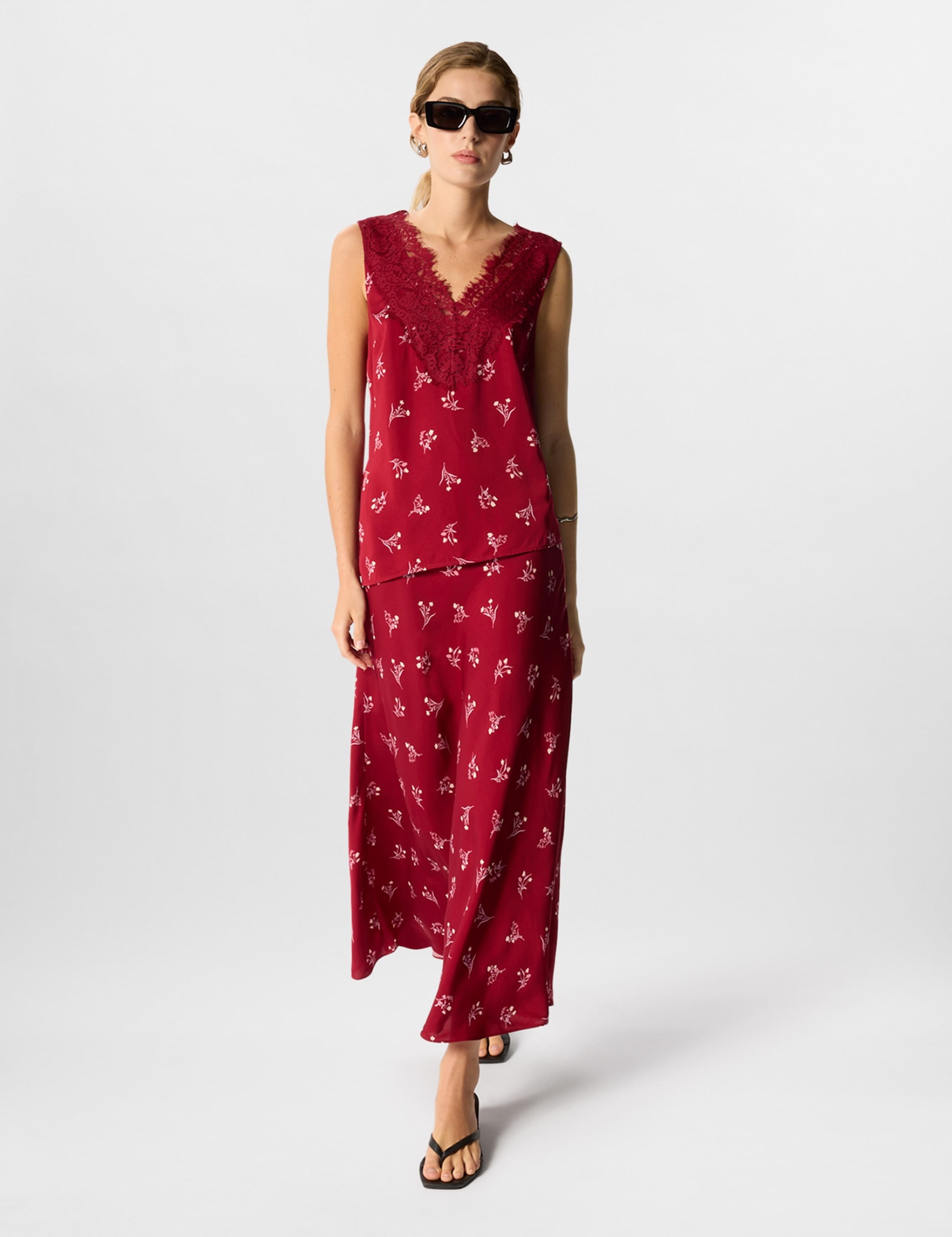 Floral Midi A-Line Skirt