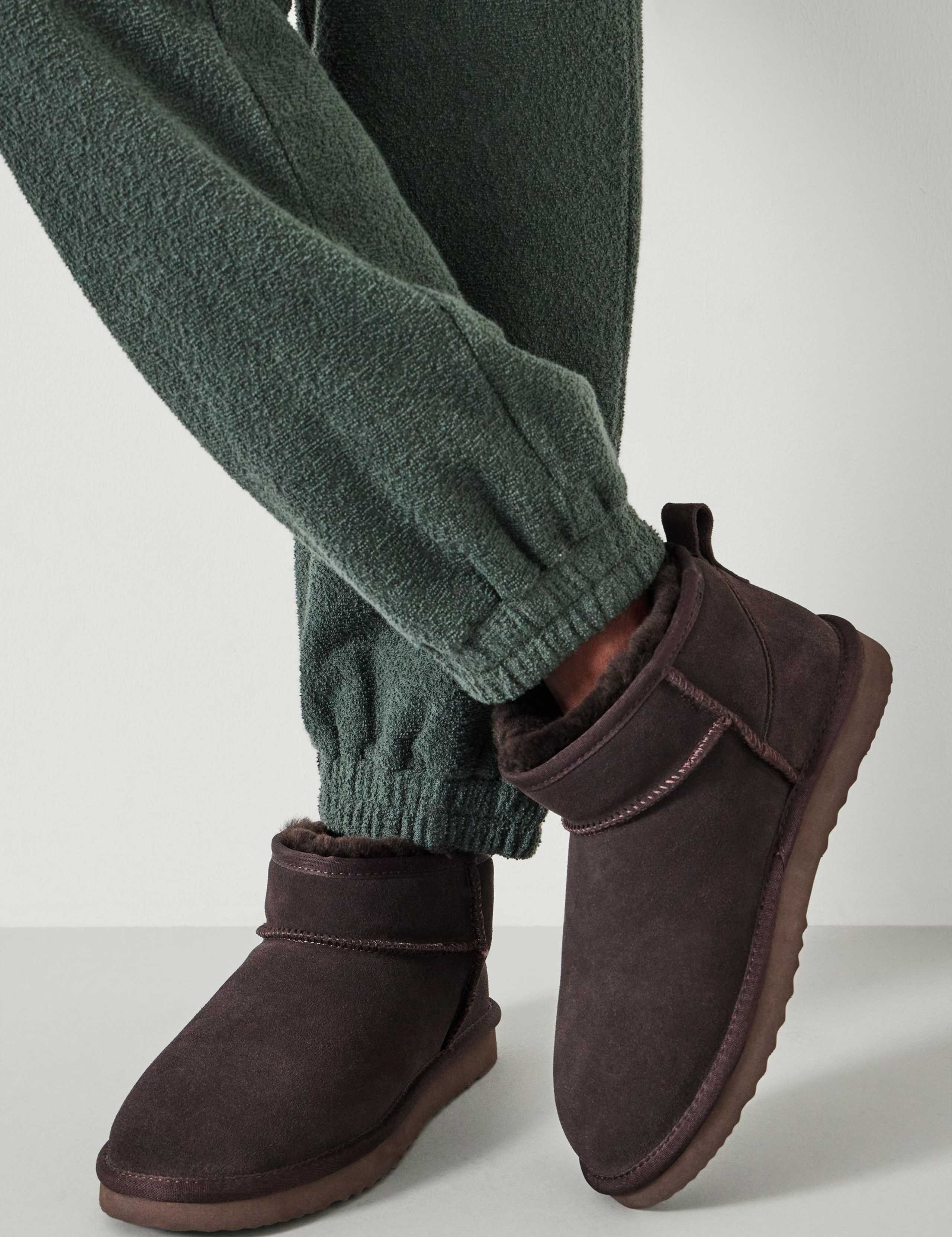 Suede Flat Sheepskin Ankle Boots
