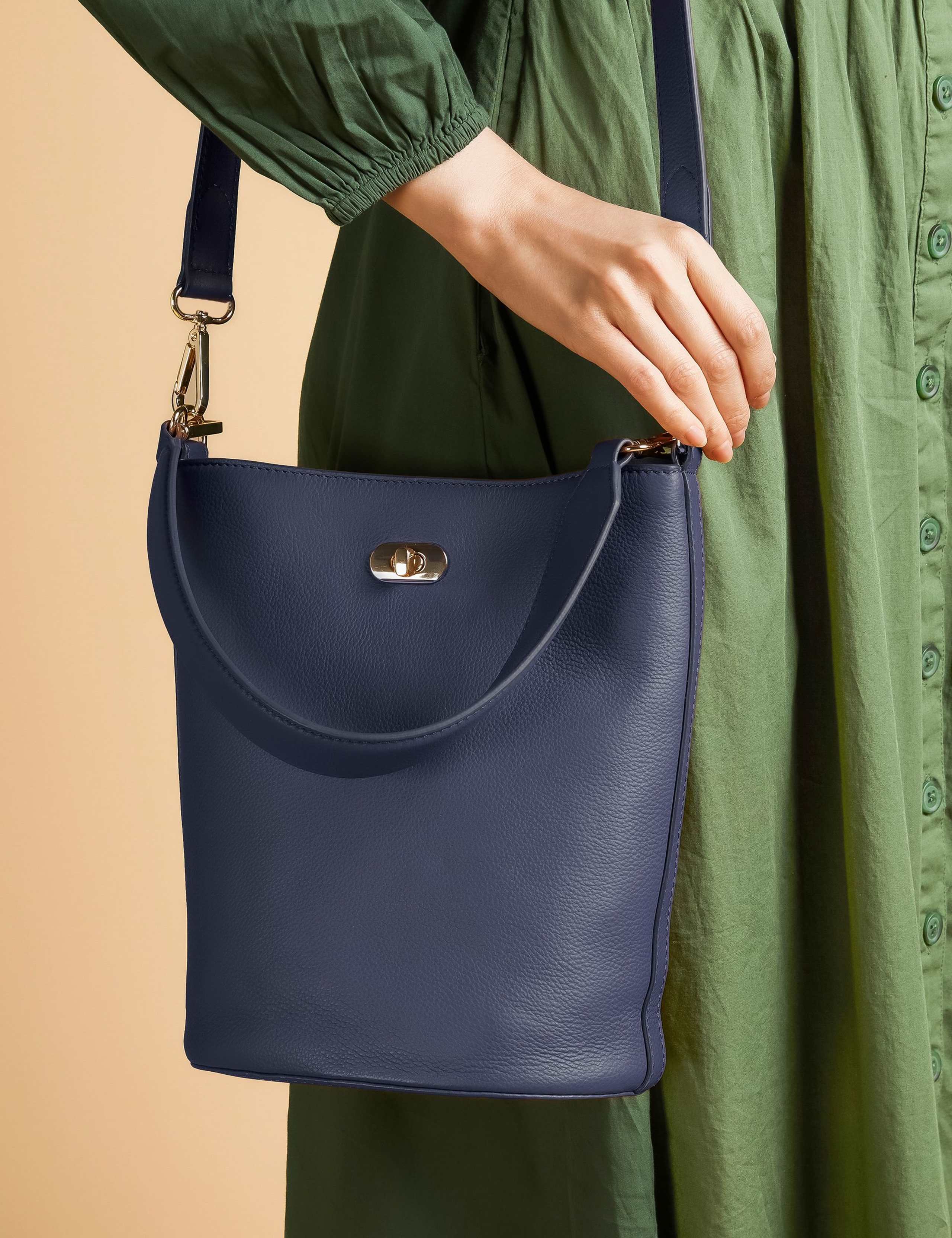 Leather Bucket Shoulder Bag