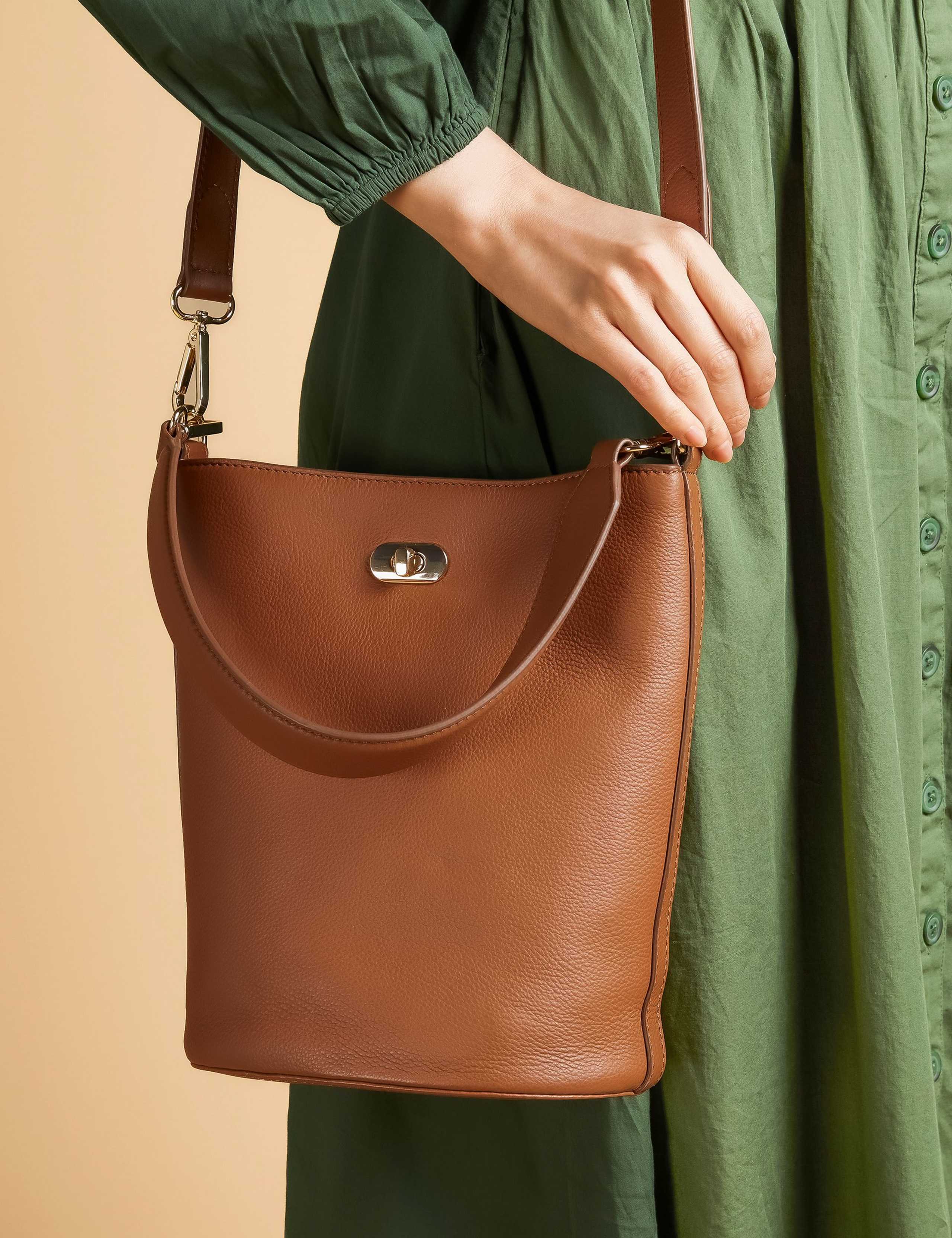 Leather Bucket Shoulder Bag