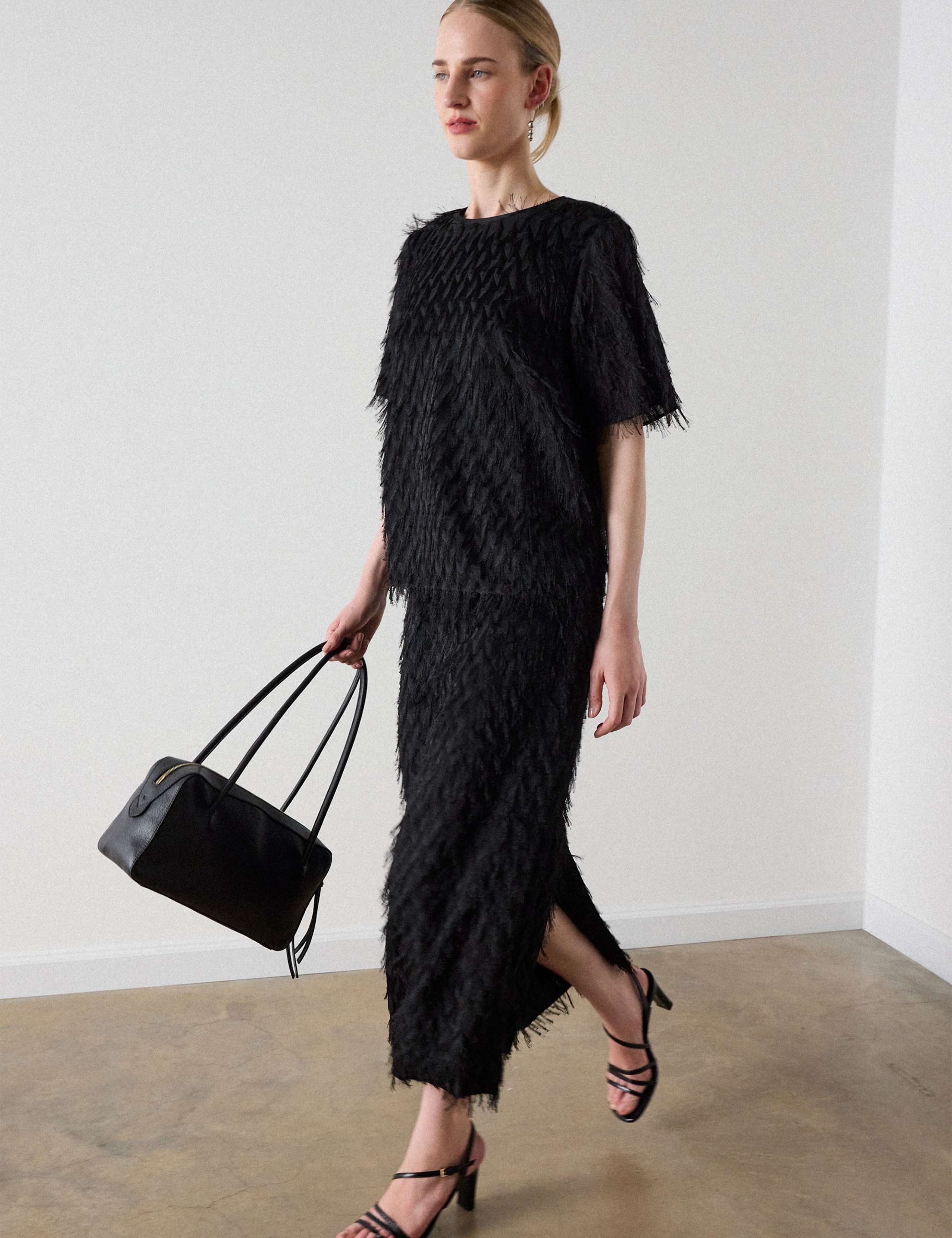 Tufted Column Midi Skirt