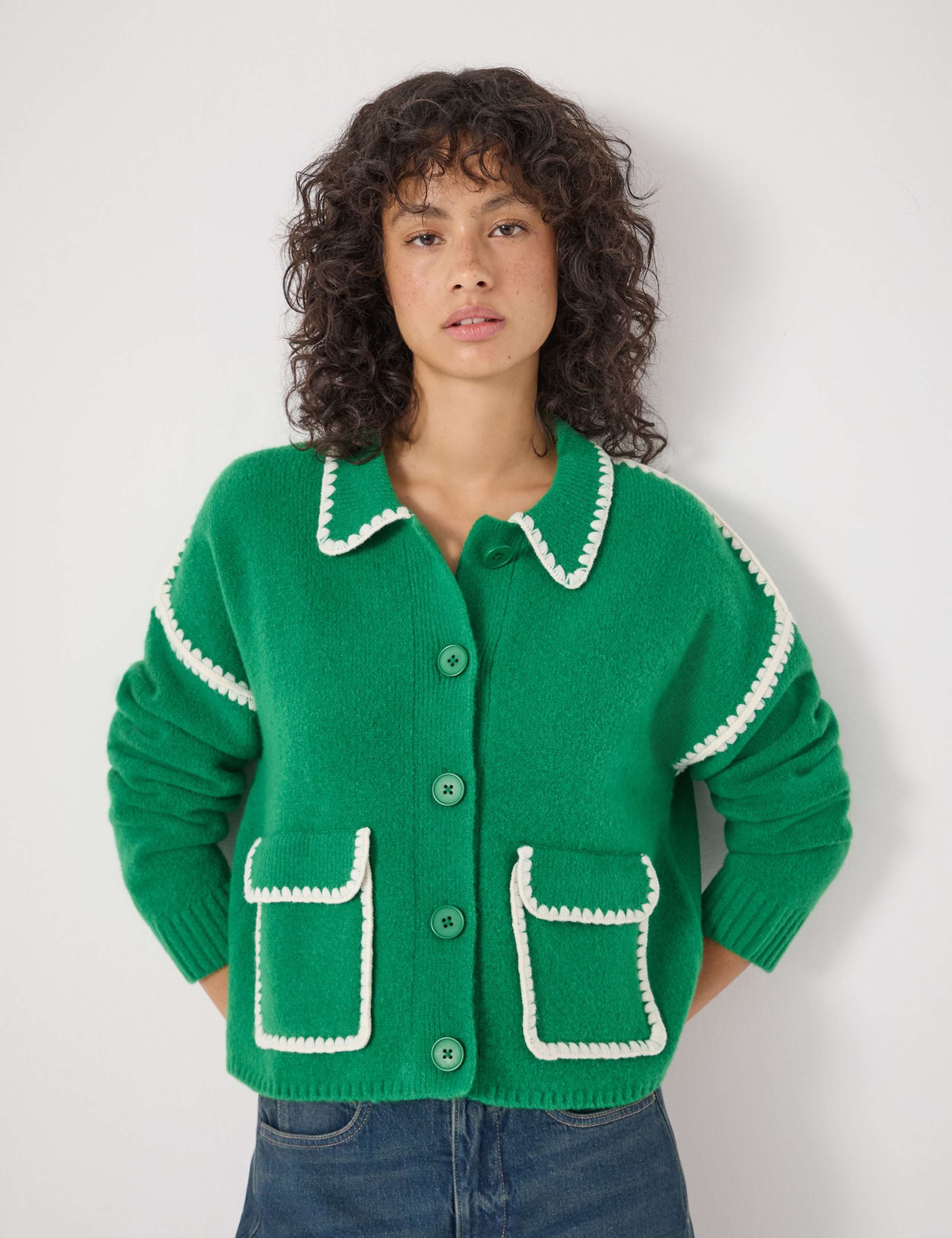 Textured Collared Shacket with Wool