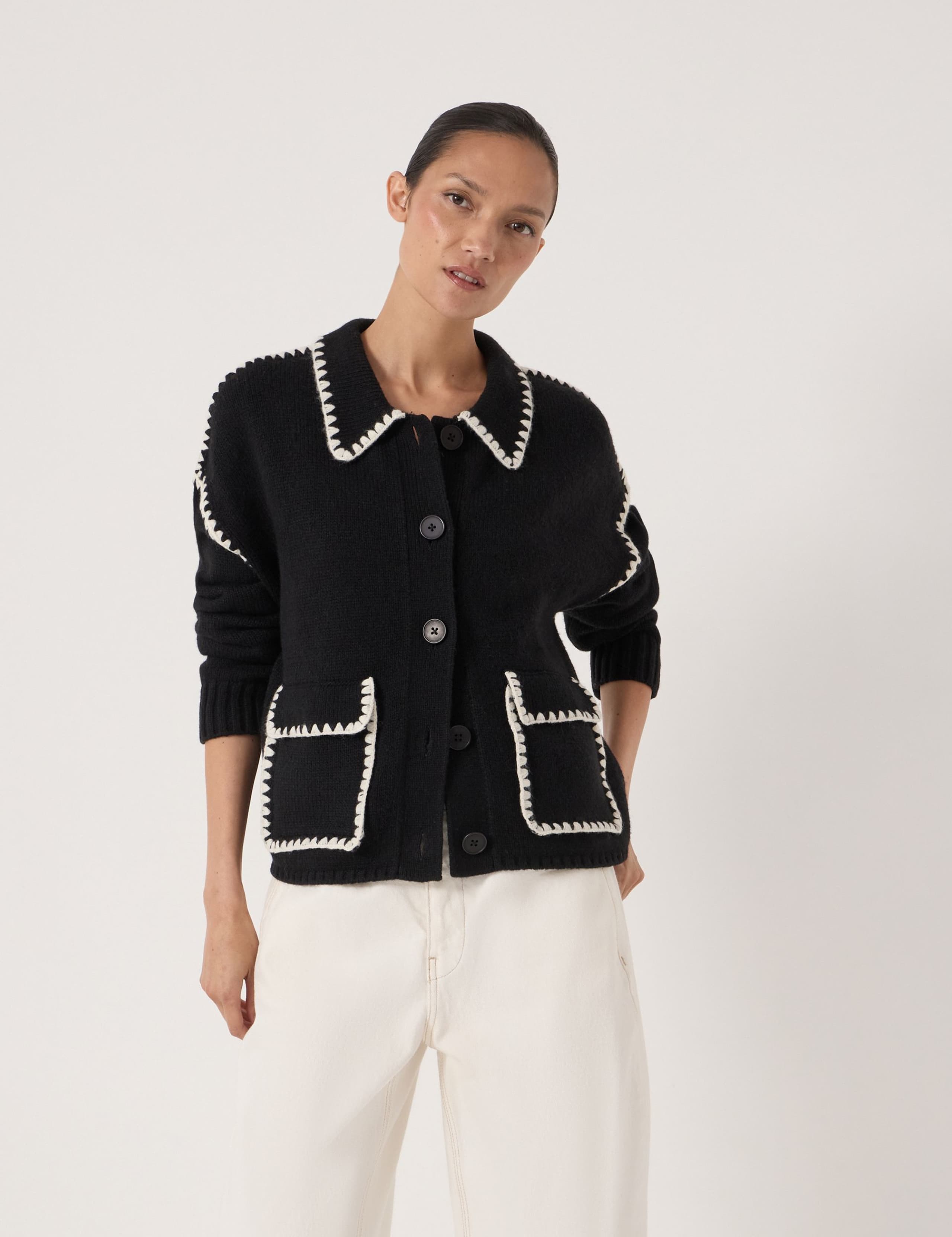 Textured Collared Shacket with Wool