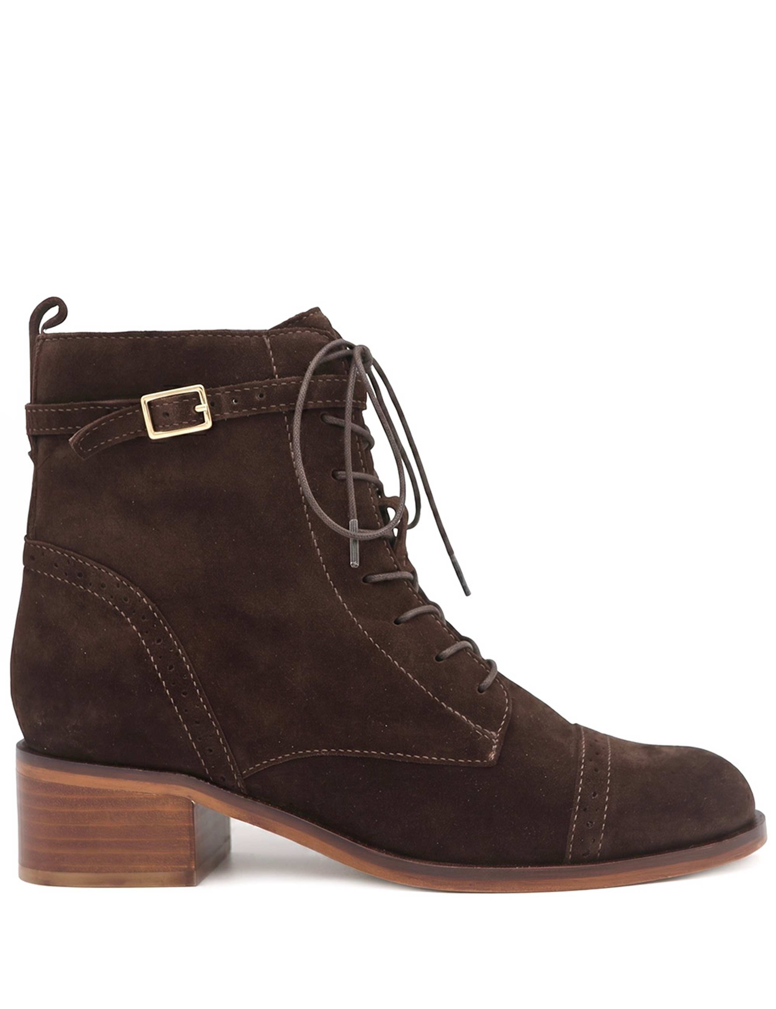 Leather Block Heel Ankle Boots
