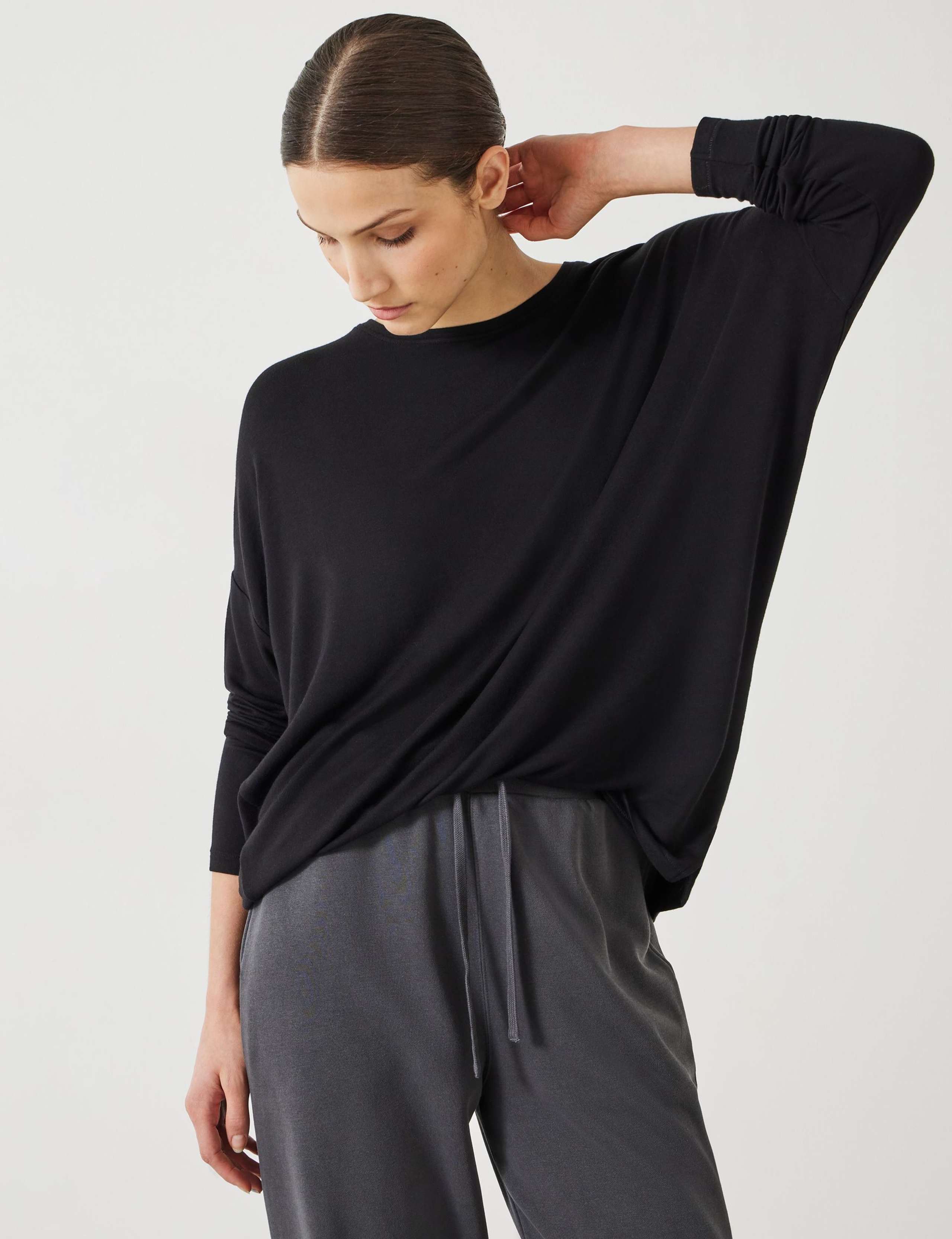 Jersey Wide Batwing Sleeve Top