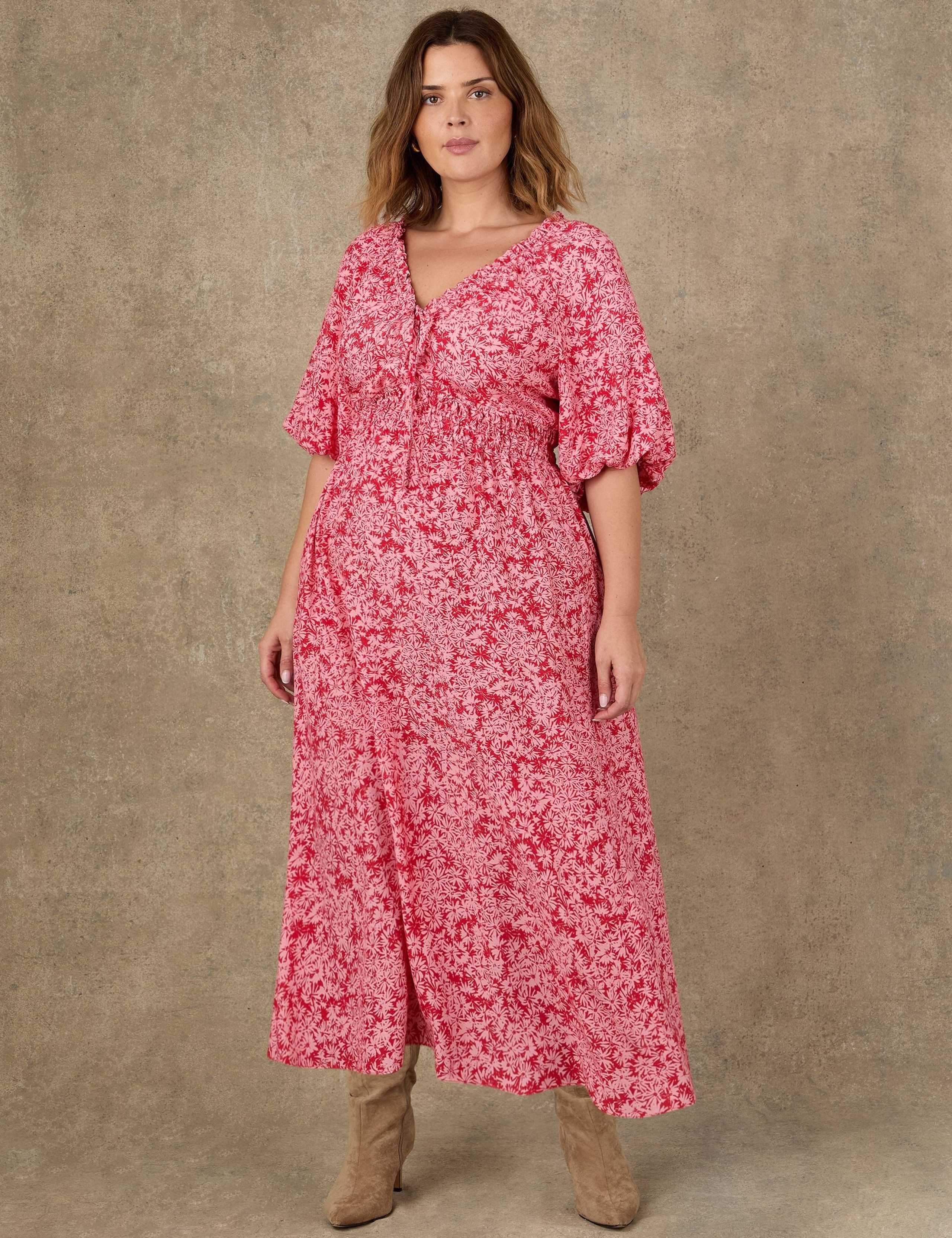 Floral V-Neck Maxi Waisted Dress