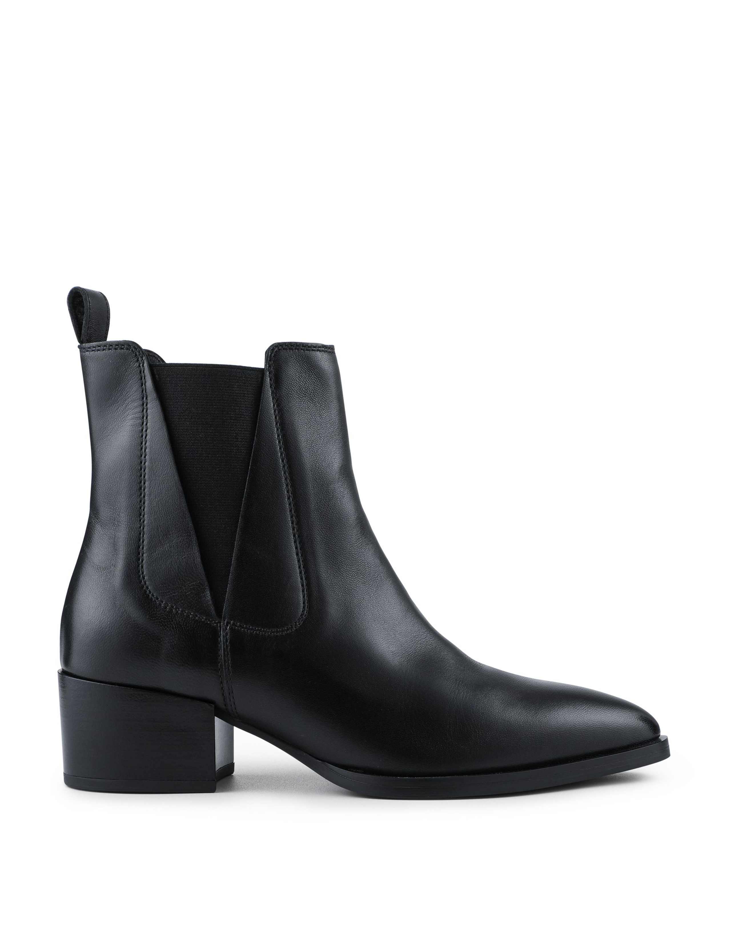 Leather Chelsea Block Heel Ankle Boots