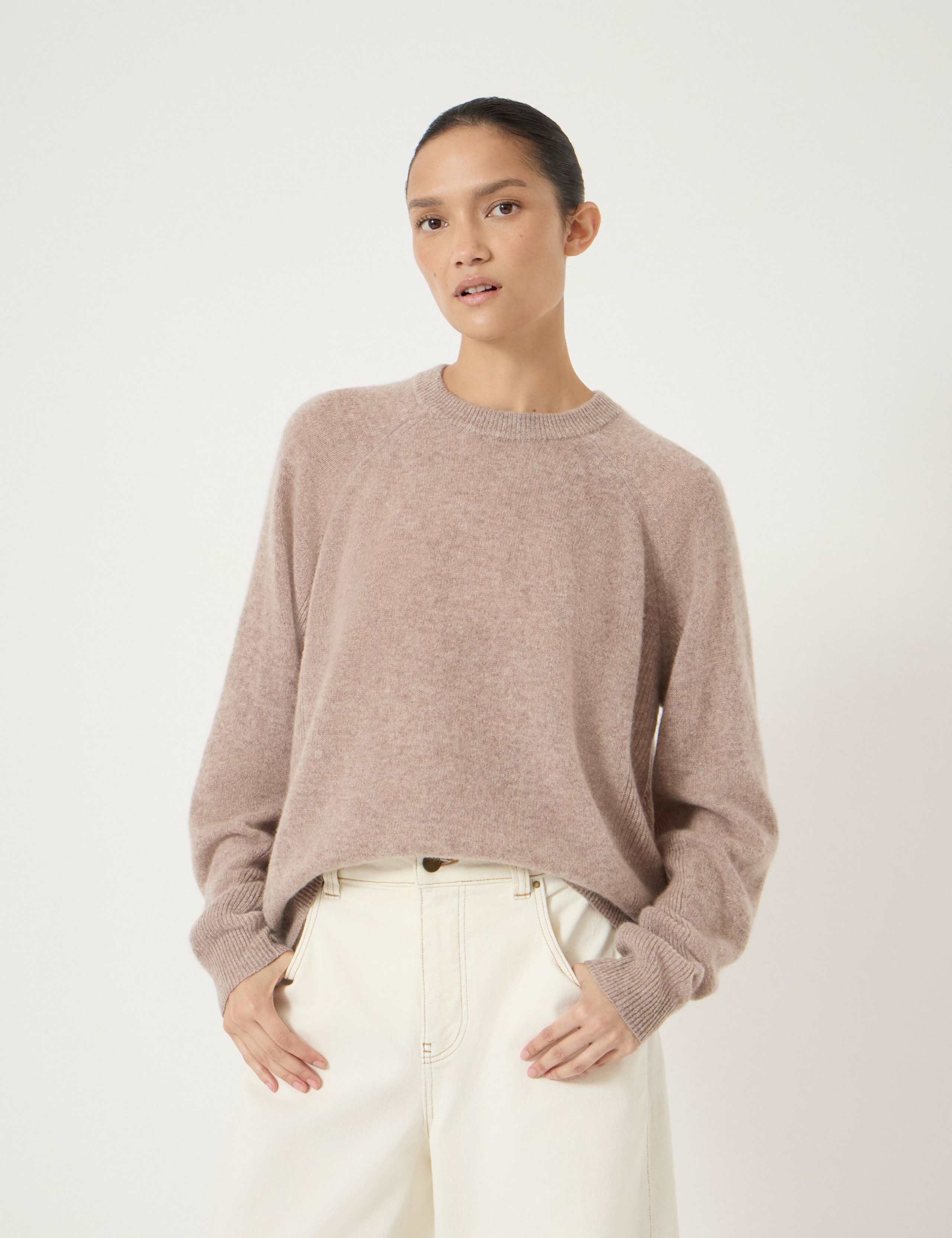 Cashmere Rich Textured Crew Neck Jumper