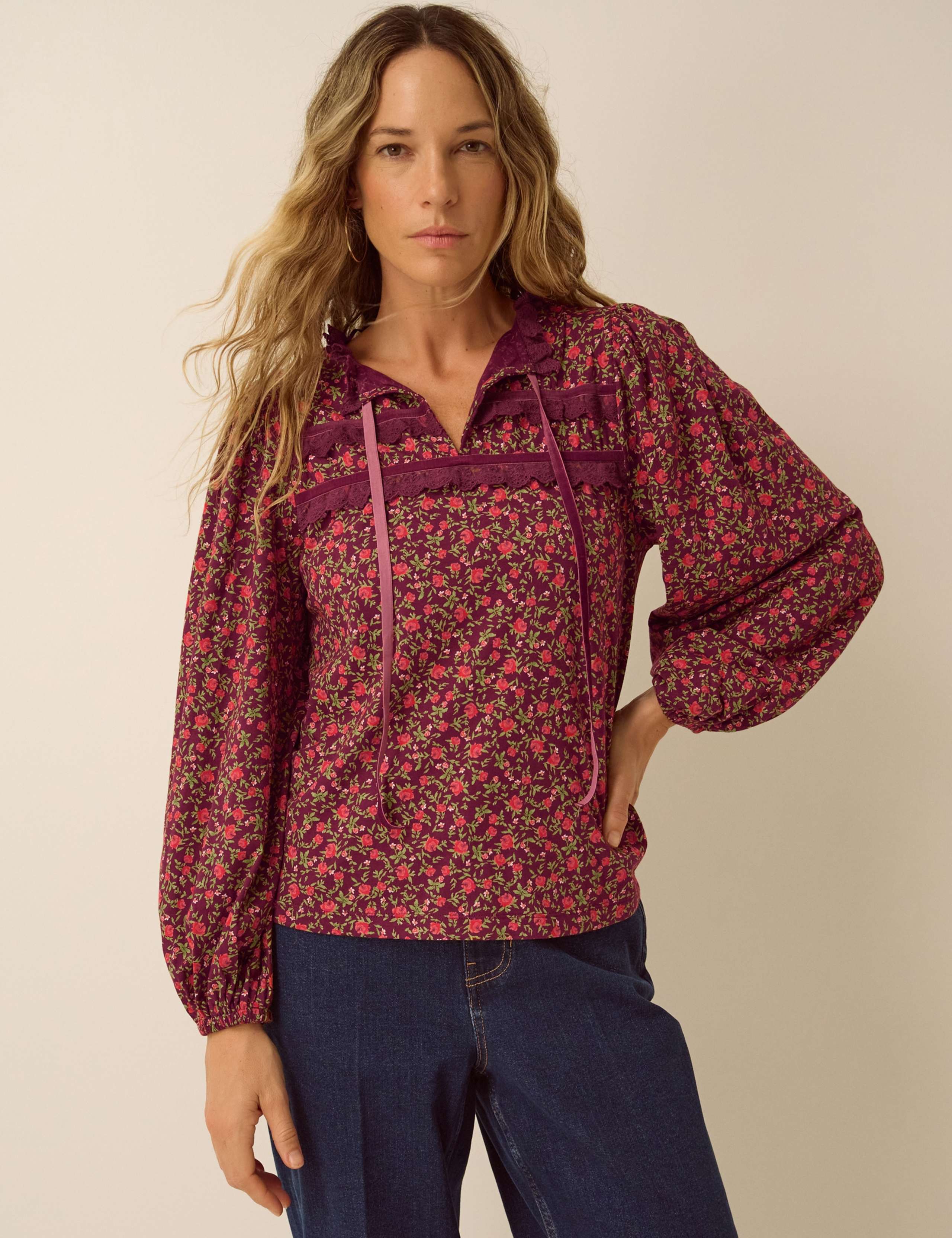 Pure Cotton Printed Crew Neck Top