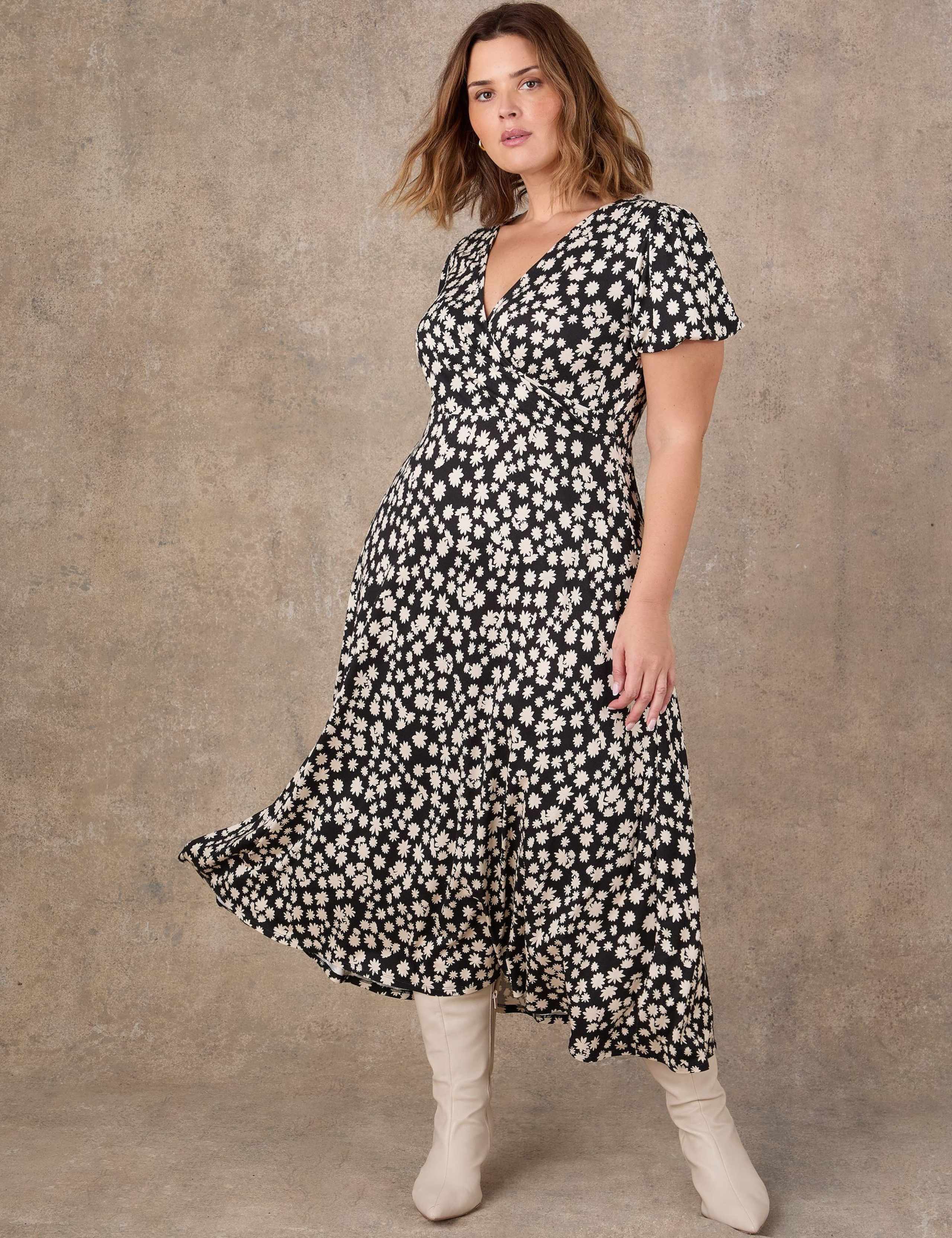 Floral V-Neck Midaxi Wrap Dress
