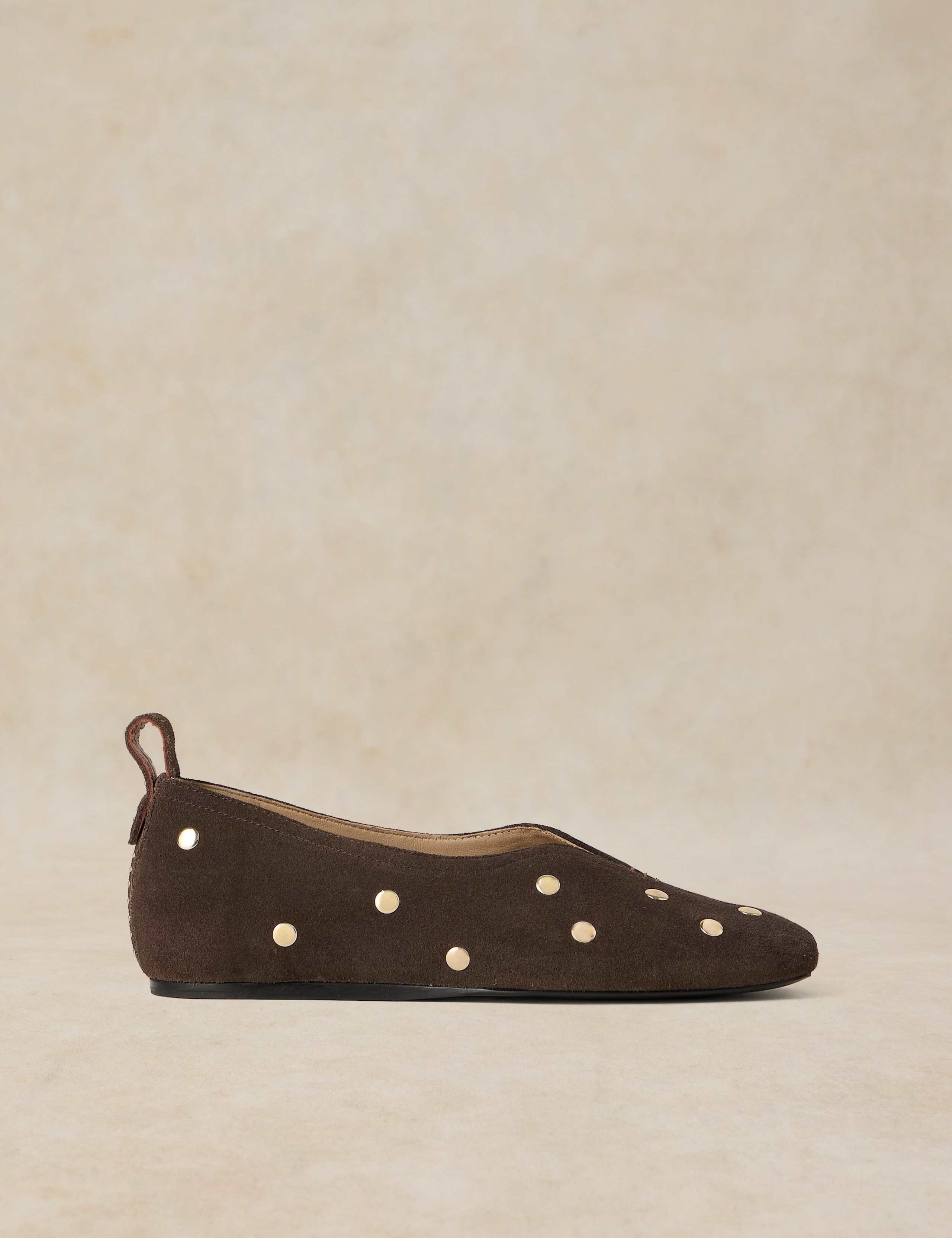 Suede Studded Ballet Pumps