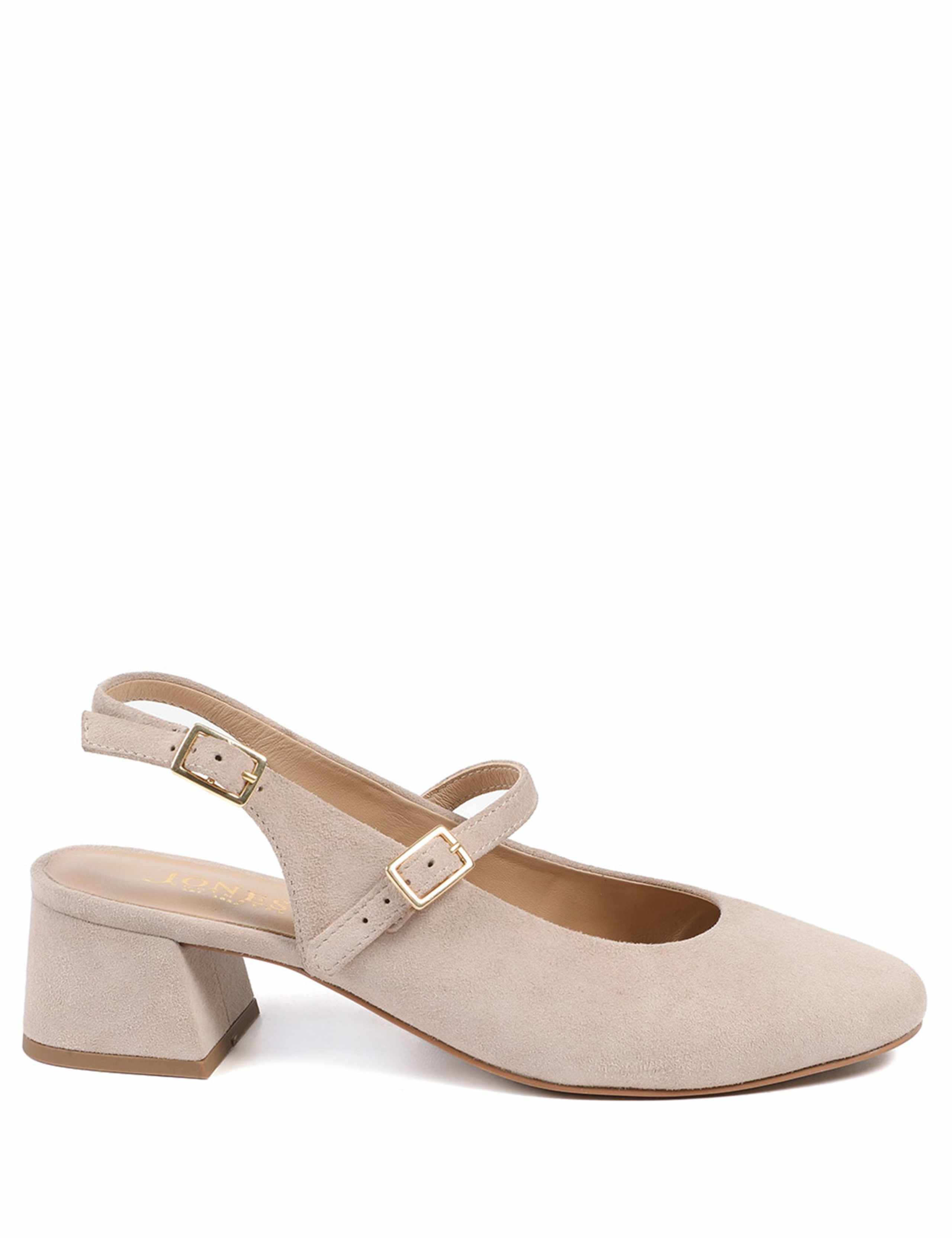 Leather Block Heel Slingback Mary Jane Shoes
