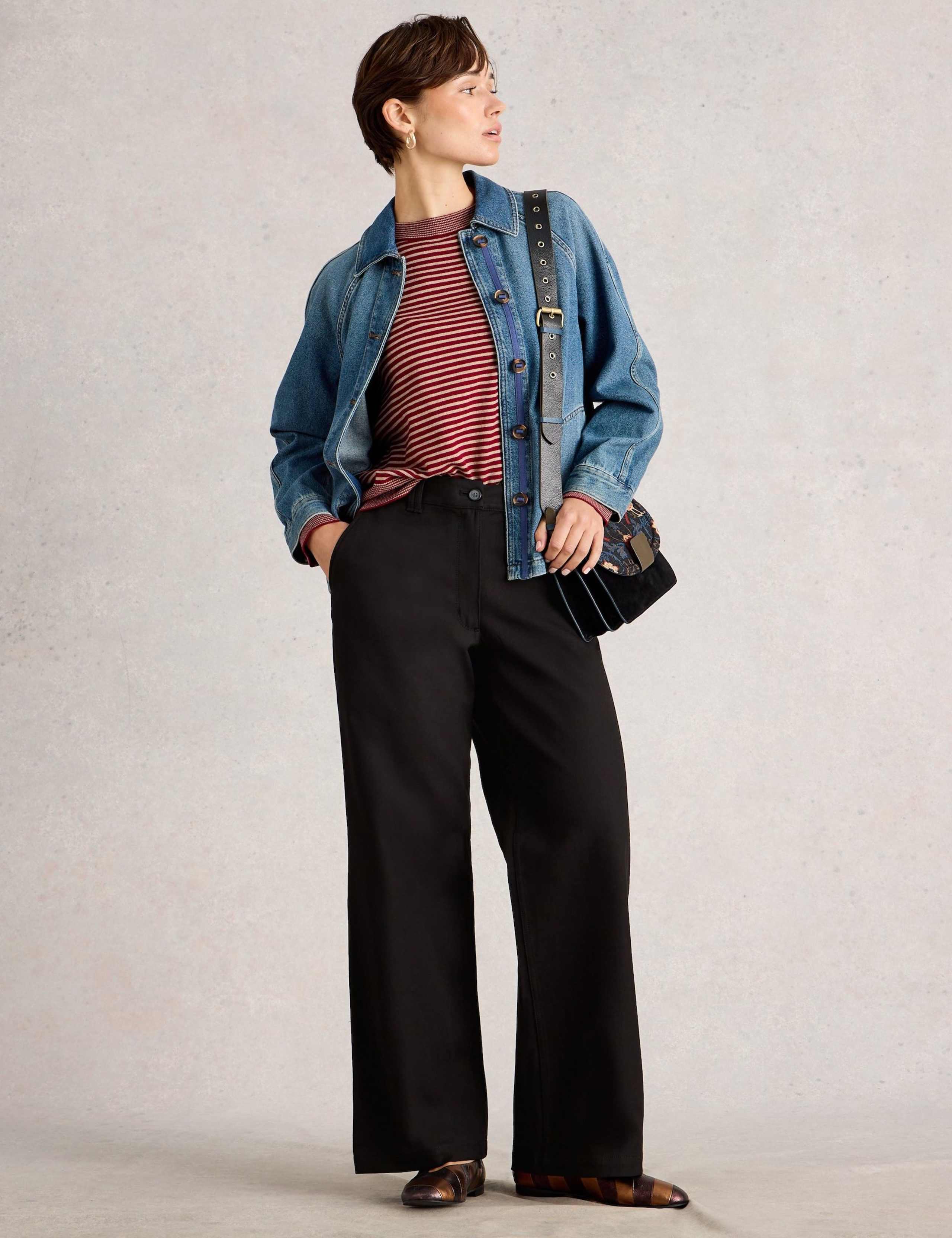 Cotton Rich Wide Leg Trousers