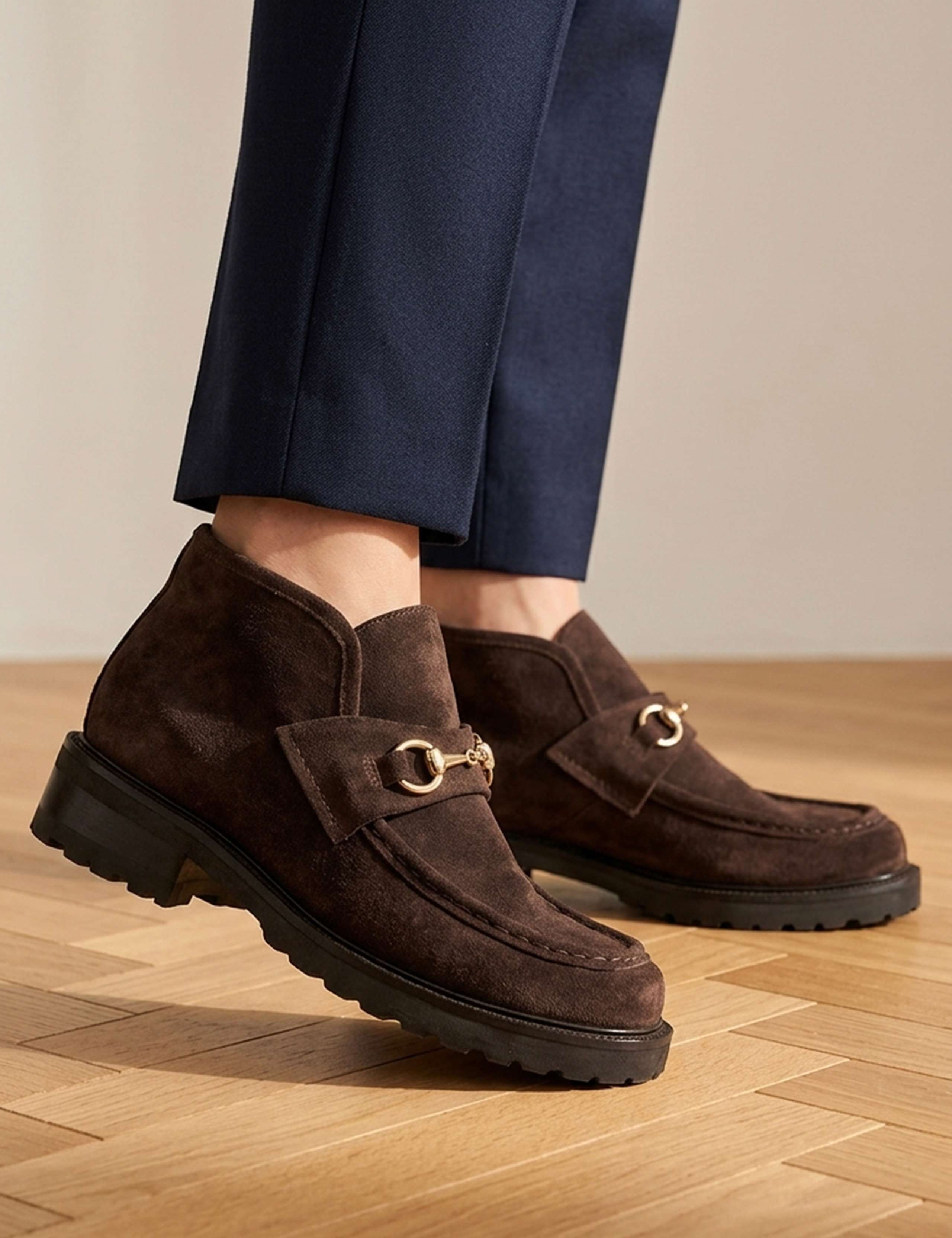 Suede Block Heel Ankle Boots