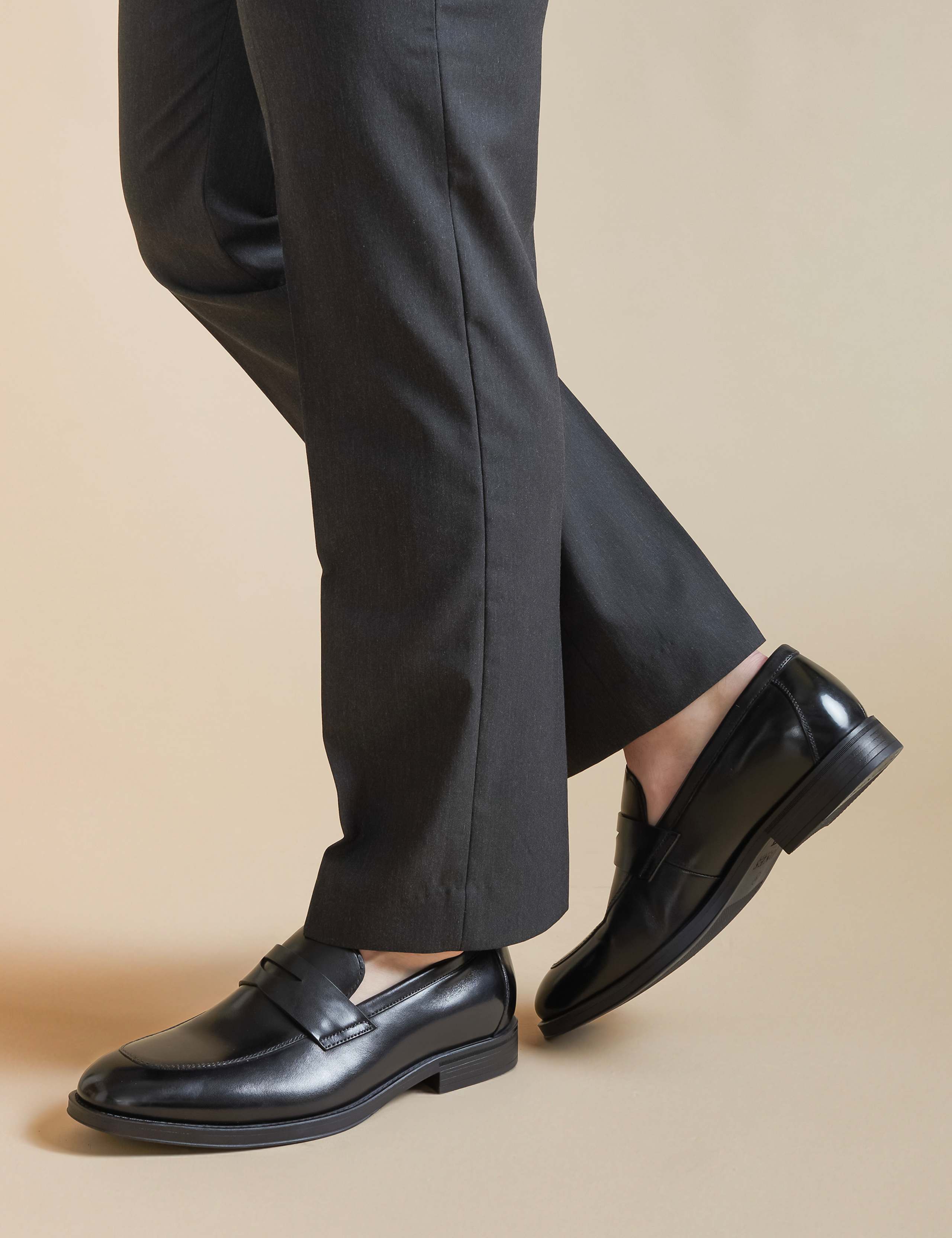 Wide Fit Leather Slip-On Shoes