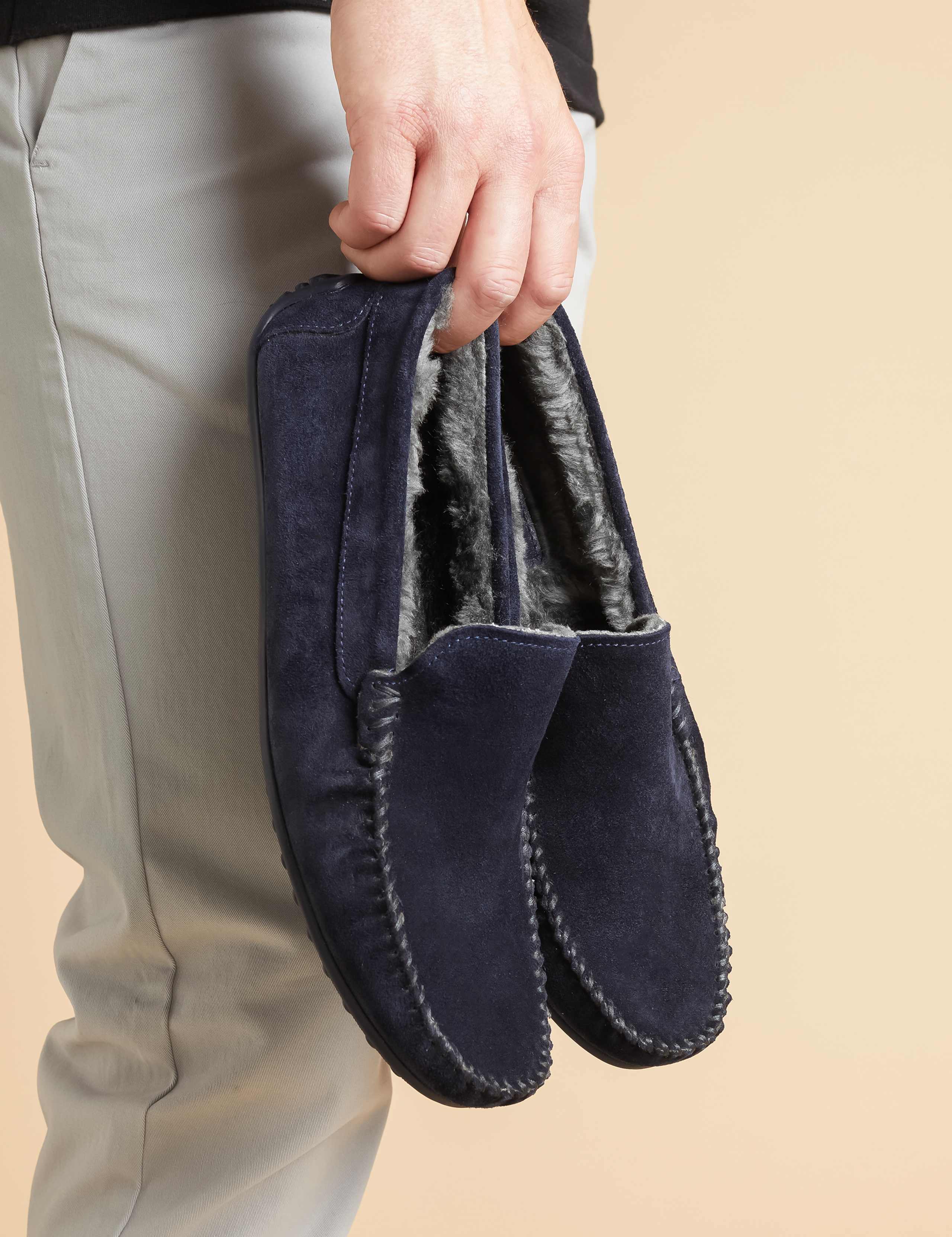 Suede Moccasin Slippers