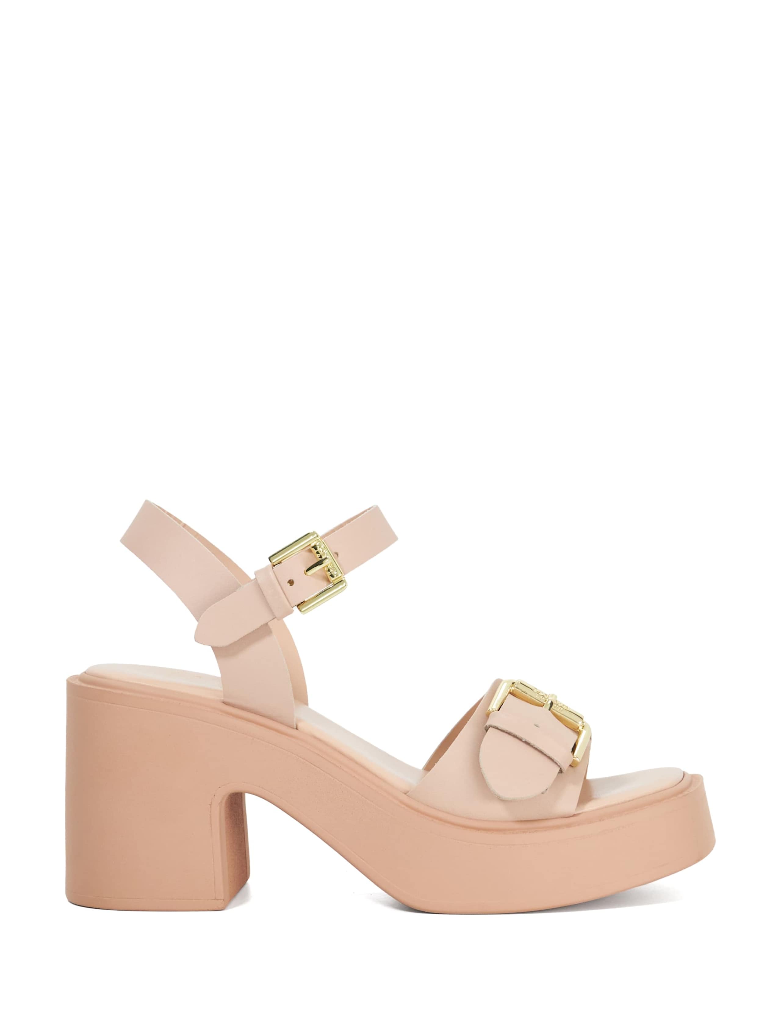 Leather Ankle Strap Block Heel Sandals