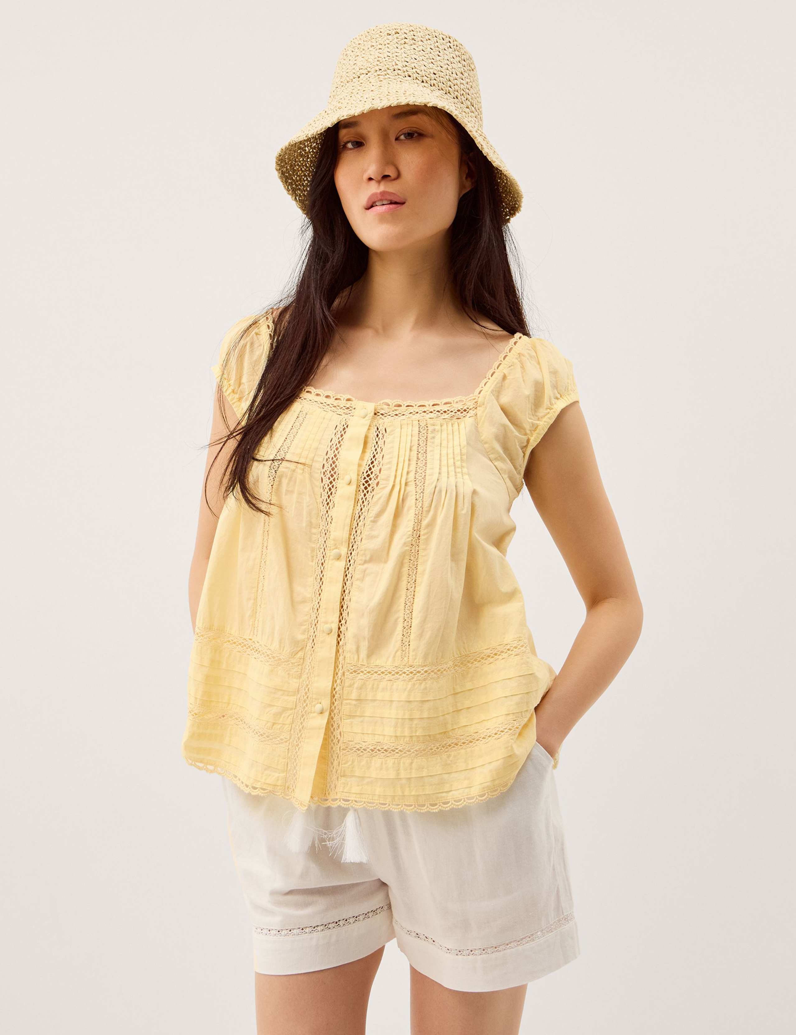 Pure Cotton Square Neck Blouse