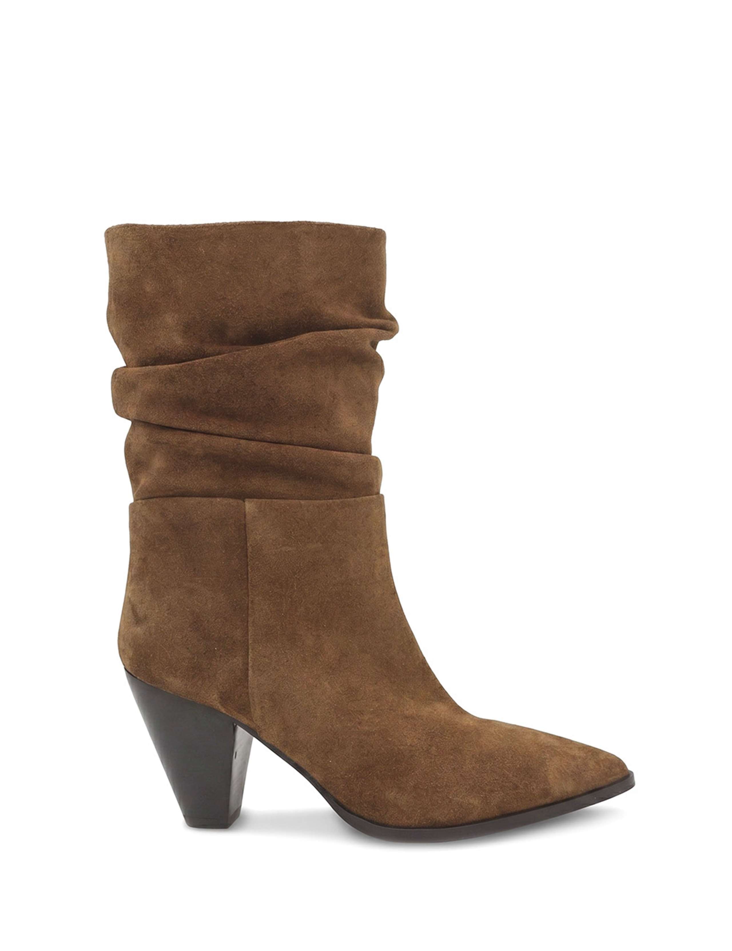 Leather Block Heel Ankle Boots