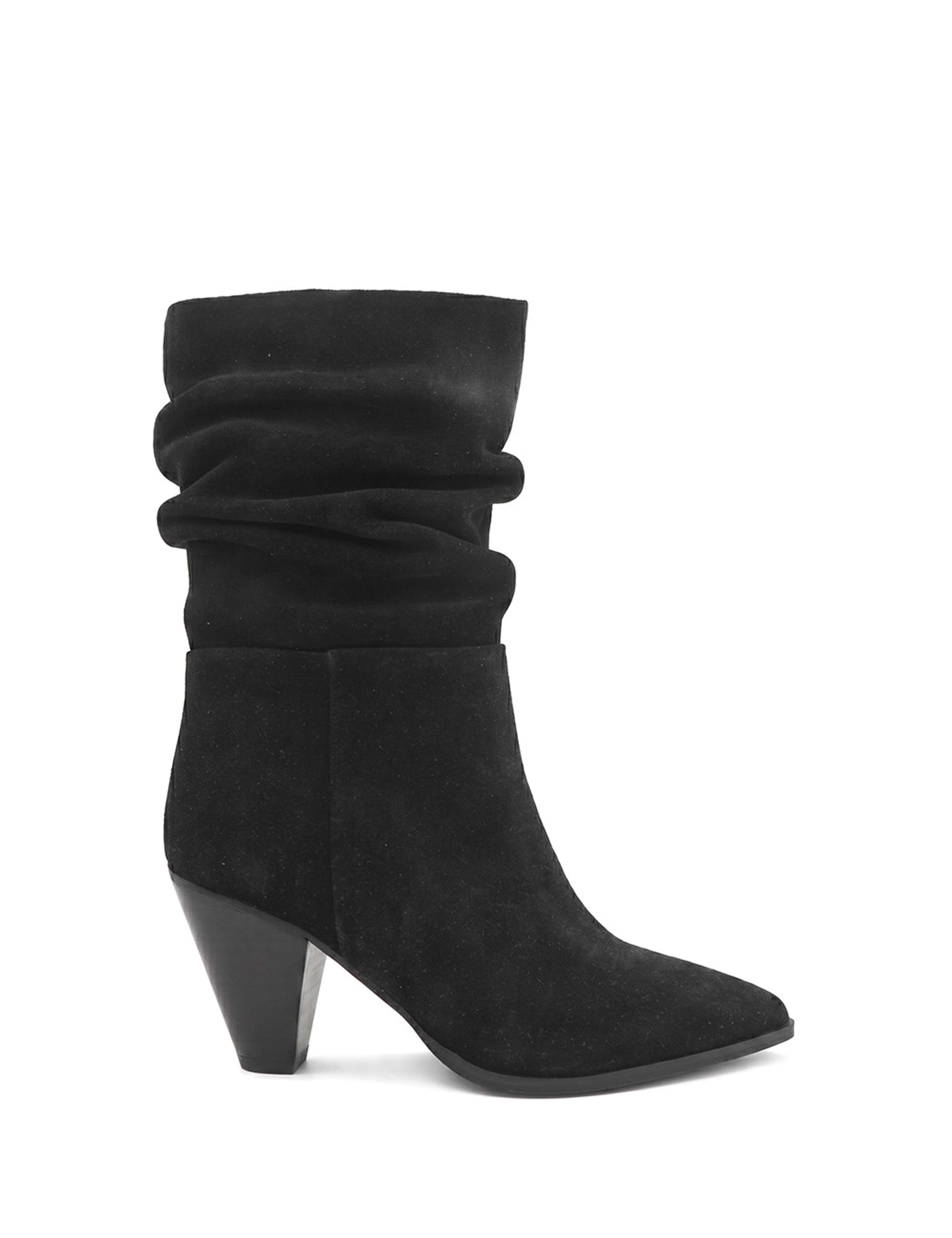 Leather Block Heel Ankle Boots